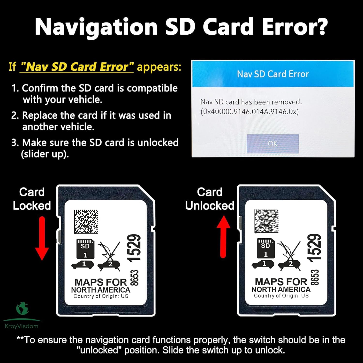 Navigation SD Card 86531529 | Compatible with Silverado(2019-2022), Equinox(2019-2023), Sierra(2019-2022), Escalade(2021-2023), Enclave(2020-2023), and More | USA/CAN/MEX Map