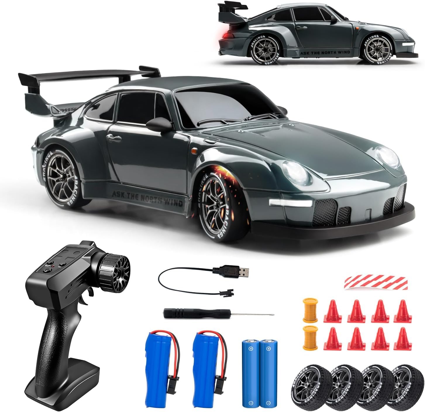 Drift RC Car 1:24 Scale 4WD – High-Speed Remote Control Racing Car with LED Lights, Dual Drift Tires & USB Charging | Ultimate Drift Fun by Brownish Arte