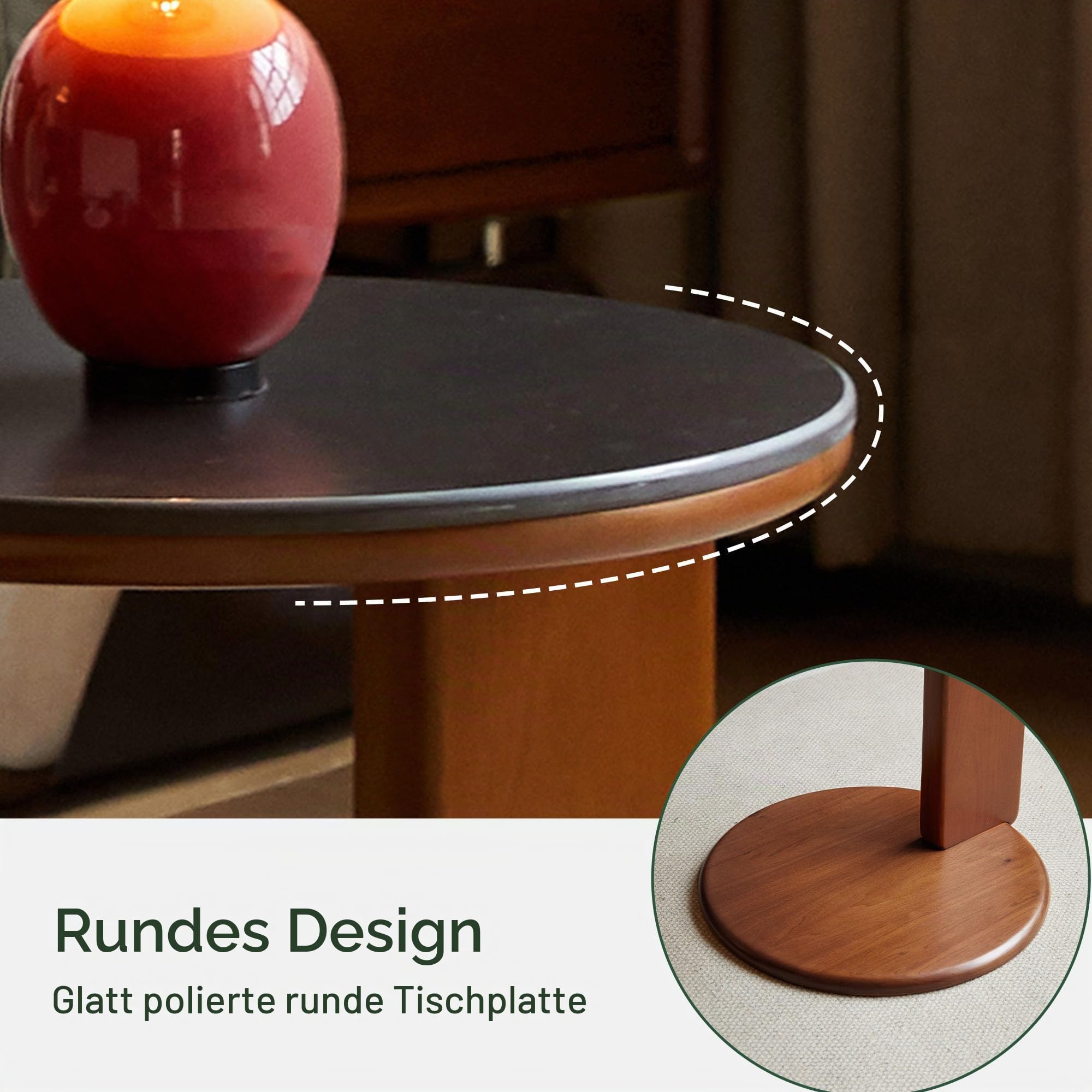 YESWOOD C-förmiger Beistelltisch 45 cm, Keramik Sinterstein Tischplatte, Massivholz Sofatisch aus Tulpenbaum, Couch Beistelltisch für Laptop, Schwarz | Platte aus Sinterstein, hitzebeständig und kratzfest, modernes Design, Beistelltisch für Wohnzimmer