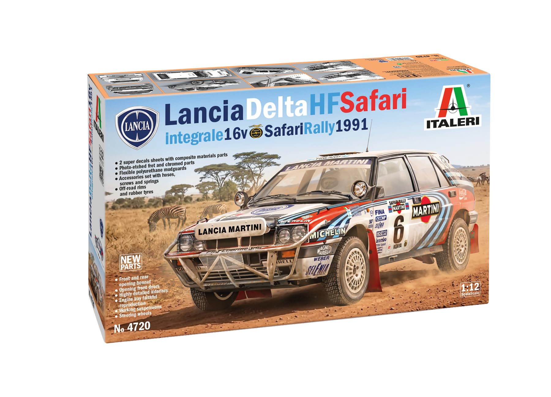 Italeri 4720 Lancia Delta Integrale Safari 16v, scala 1:12, Plastic Model Kit/Modello in plastica da montare
