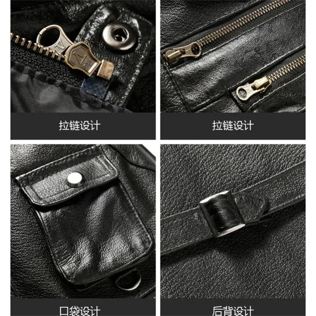 Gilet da uomo in pelle bovina gilet da uomo giacca senza maniche da uomo gilet da motociclista in pelle con tasche multiple