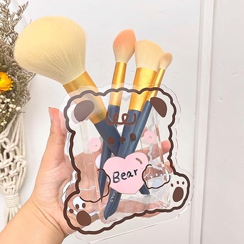 Miniatura 3 de Kawaii - Soporte de acrílico para bolígrafos de escritorio de dibujos animados, organizador de brochas de maquillaje kawaii, adecuado para el hogar,
