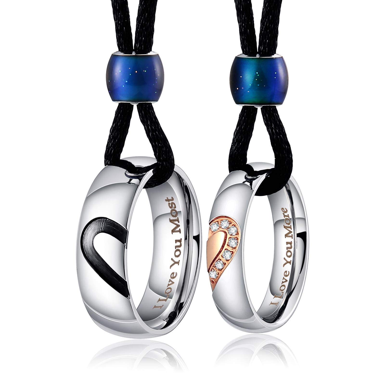 Couple Pendant Necklace for Him and Her Stainless Steel I Love You Necklace Set for Women Men-image-40