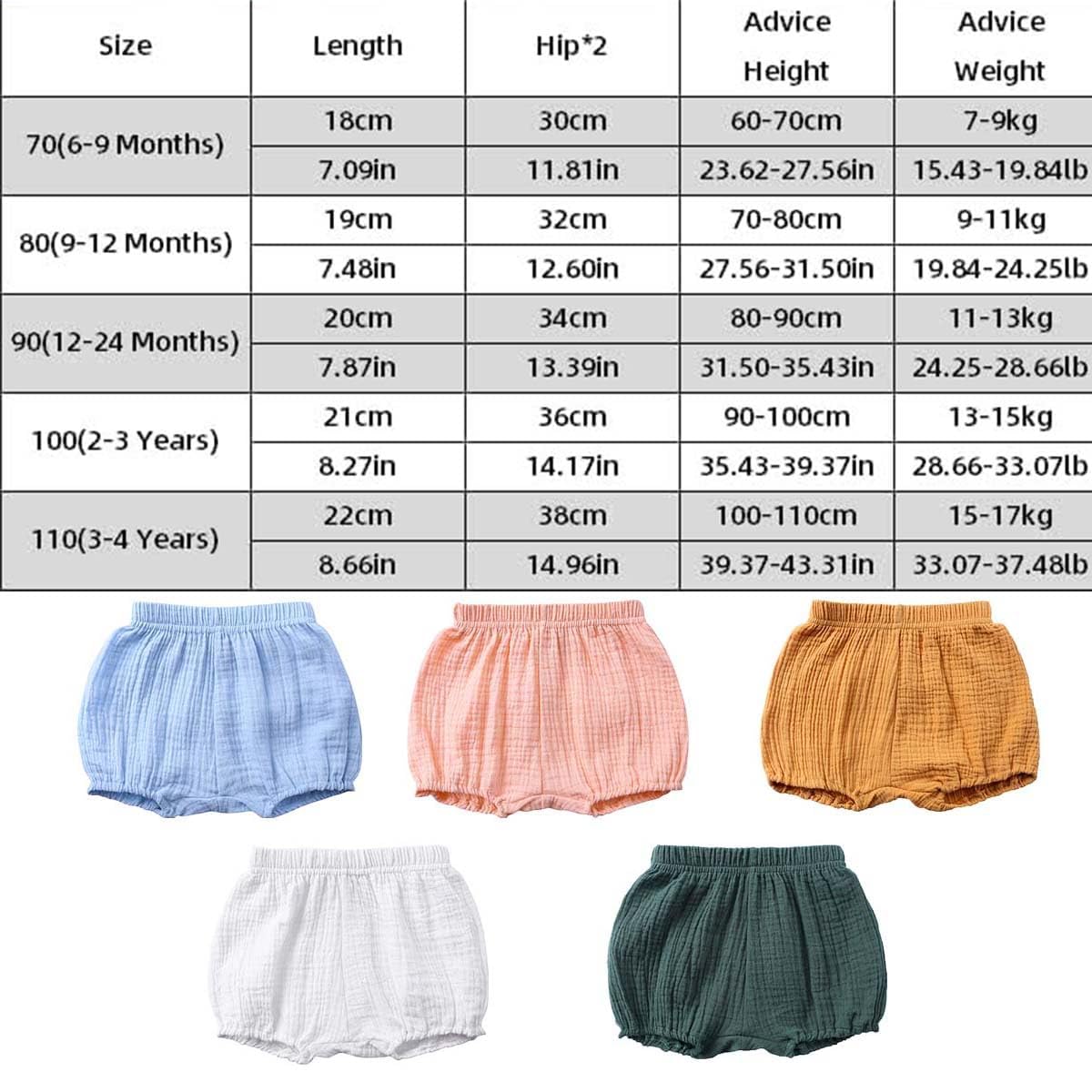 Générique Bloomer Mixte bébé Coton Lin, Culotte Couvre-Couche Respirante et Coupe Flexible, Short Enfant Doux et Pratique, pour Les Nourrissons et la Vie familiale Quotidienne