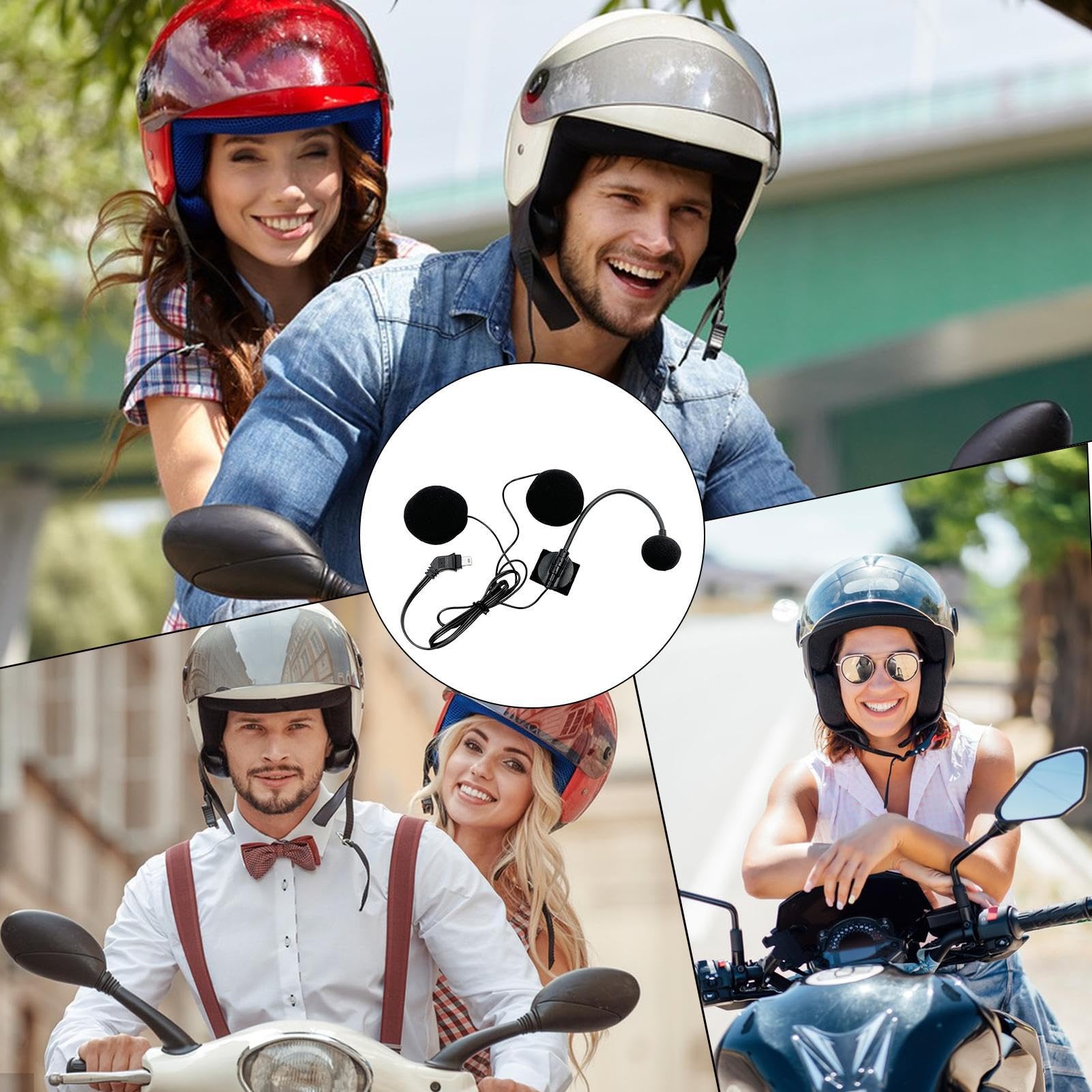 Cuffia interfono per casco – Comunicazione moto per audio | Cuffie impermeabili con microfono e 10 pin, connettore per equitazione di gruppo, viaggi, ciclismo, touring, ragazzi e adulti