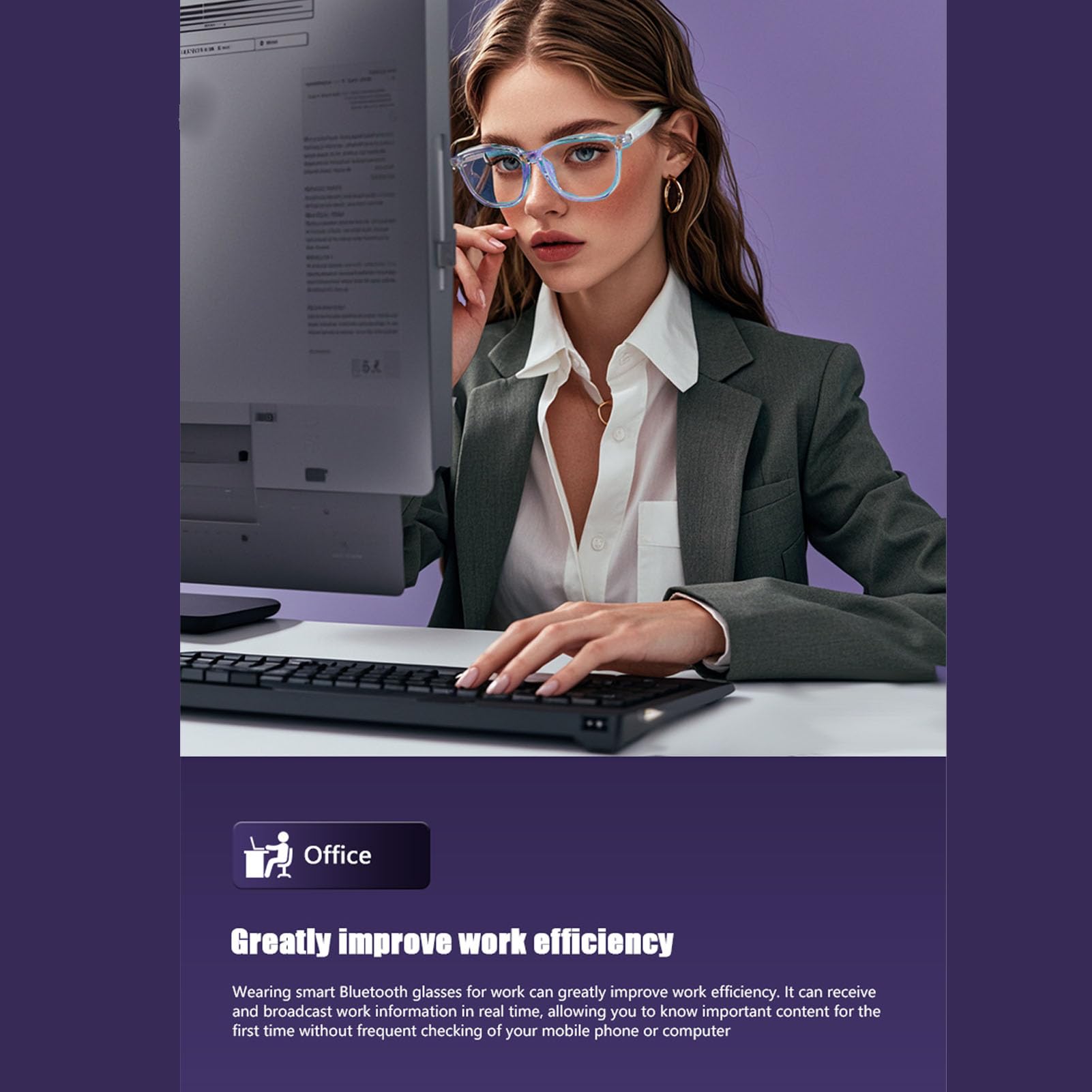 Jectse Lunettes Intelligentes AI avec Caméra, Lunettes D'enregistrement Vidéo HD 1080P, Audio BT, de Caméra de Sport de Plein Air, avec Musique, Appels Mains Libres et (Blue)