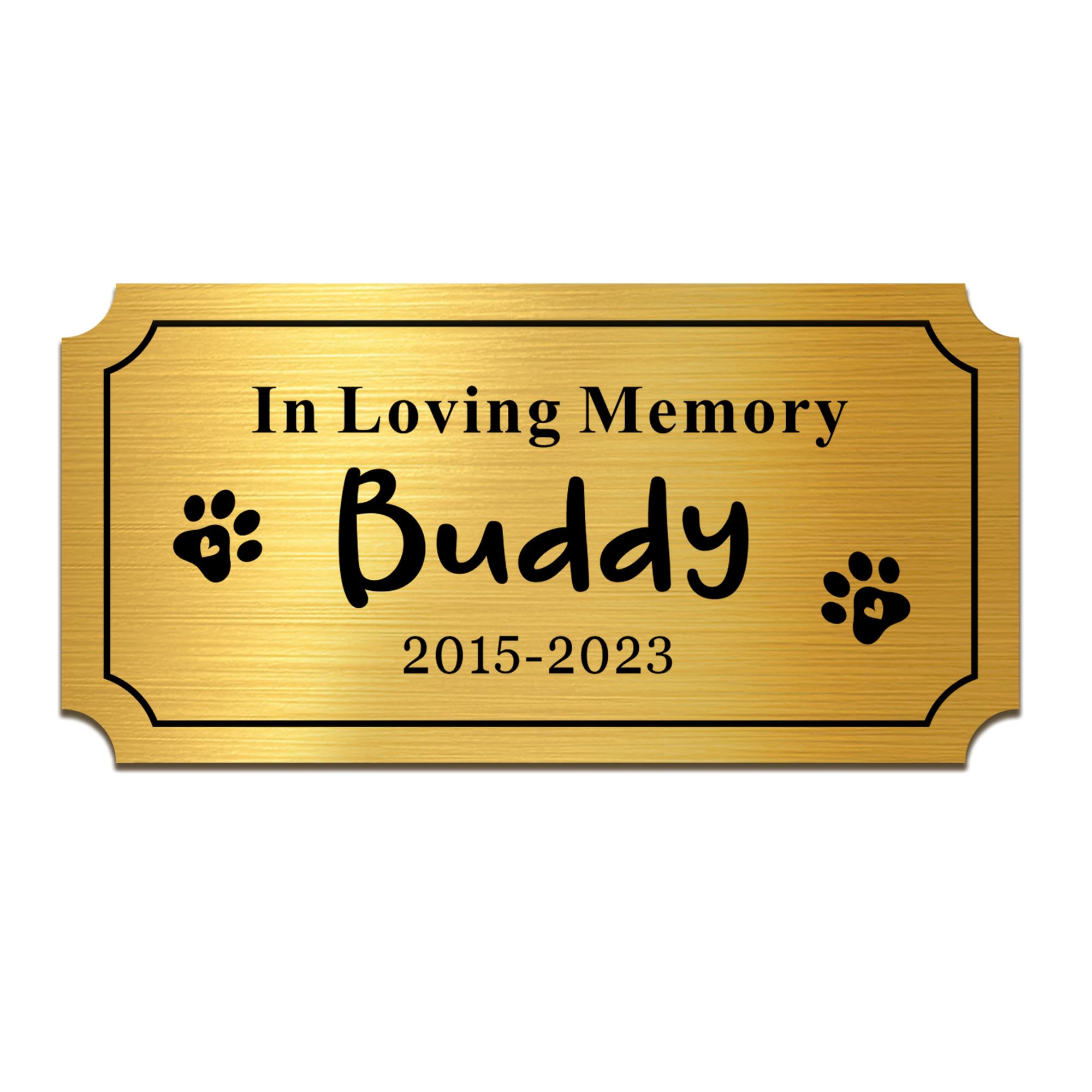 Engraved Plaques Personalised Memorial Plaques for Doors Urns Solid Metal Plate Engraved 2x4in Name Plate Name Label Plaque with Adhesive Backing (Gold, Design 2)