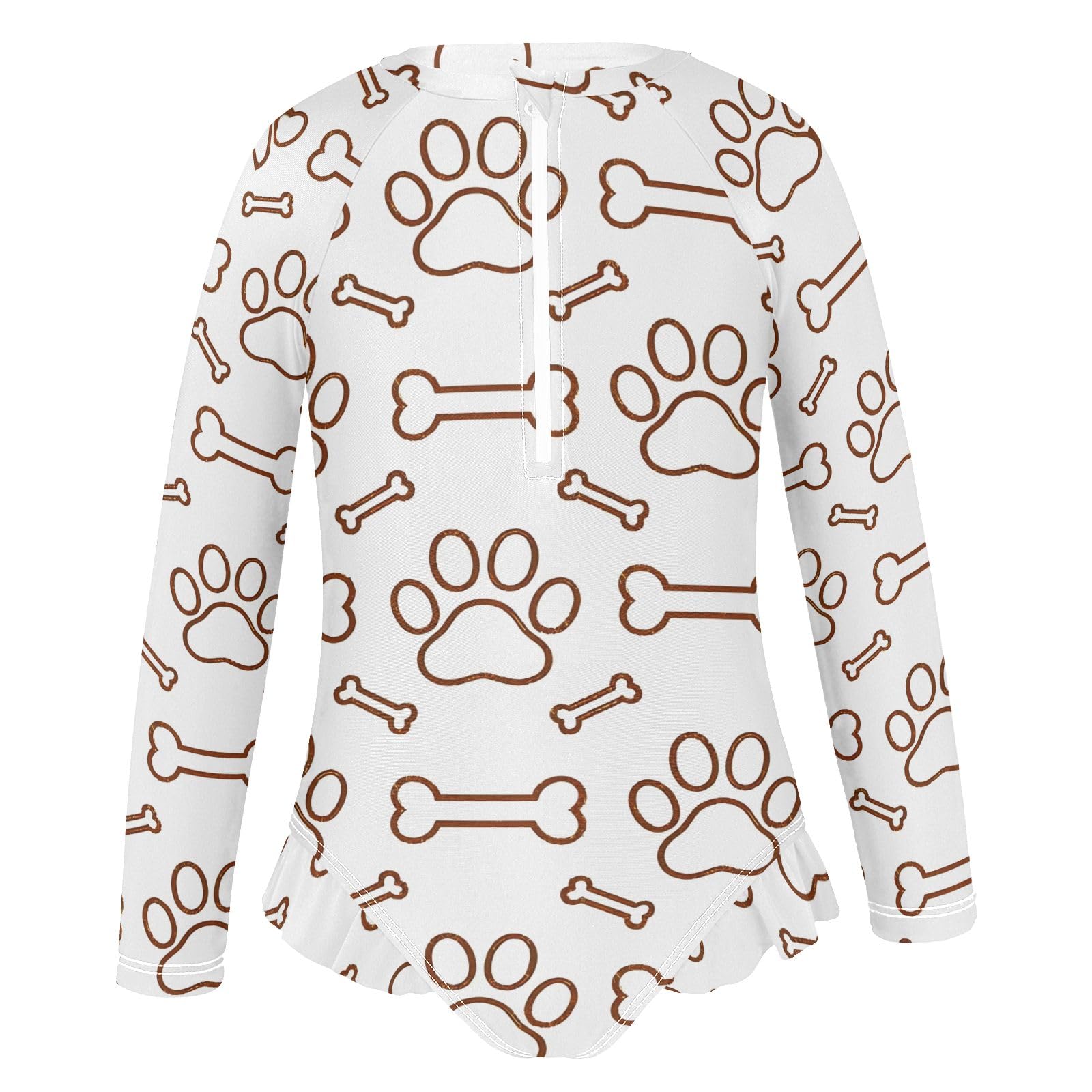 ALAZA Toddler Swimsuit Girl Bathing Suit Swimwear Rash Guard Dog Paw Bones Lines Long Sleeve 3T