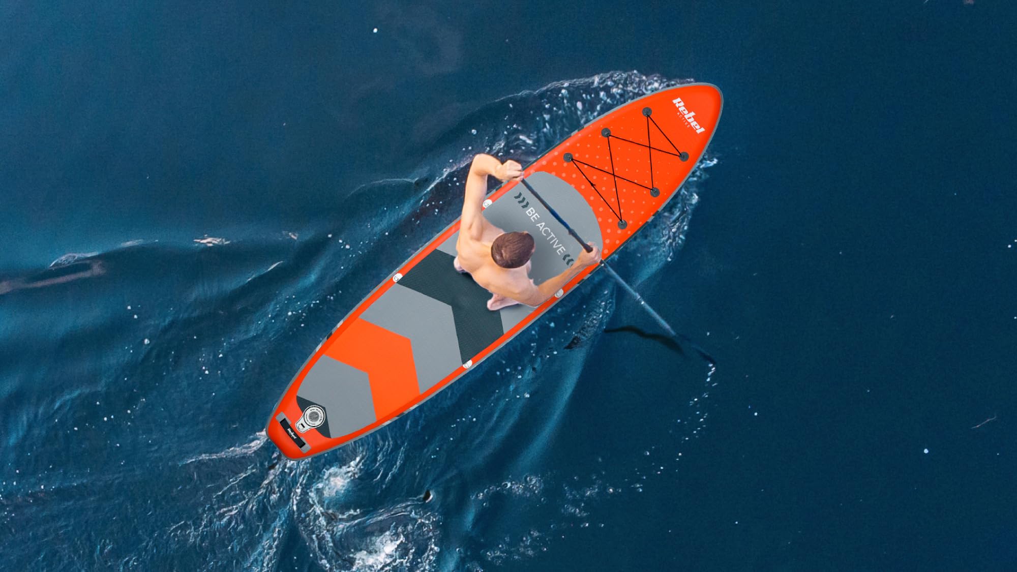 Rebel Electro Tabla de Sup Inflable con Asiento de natación Drop-Stitch 350 cm Kit de Paleta Bomba Mochila RBA-4501-OR