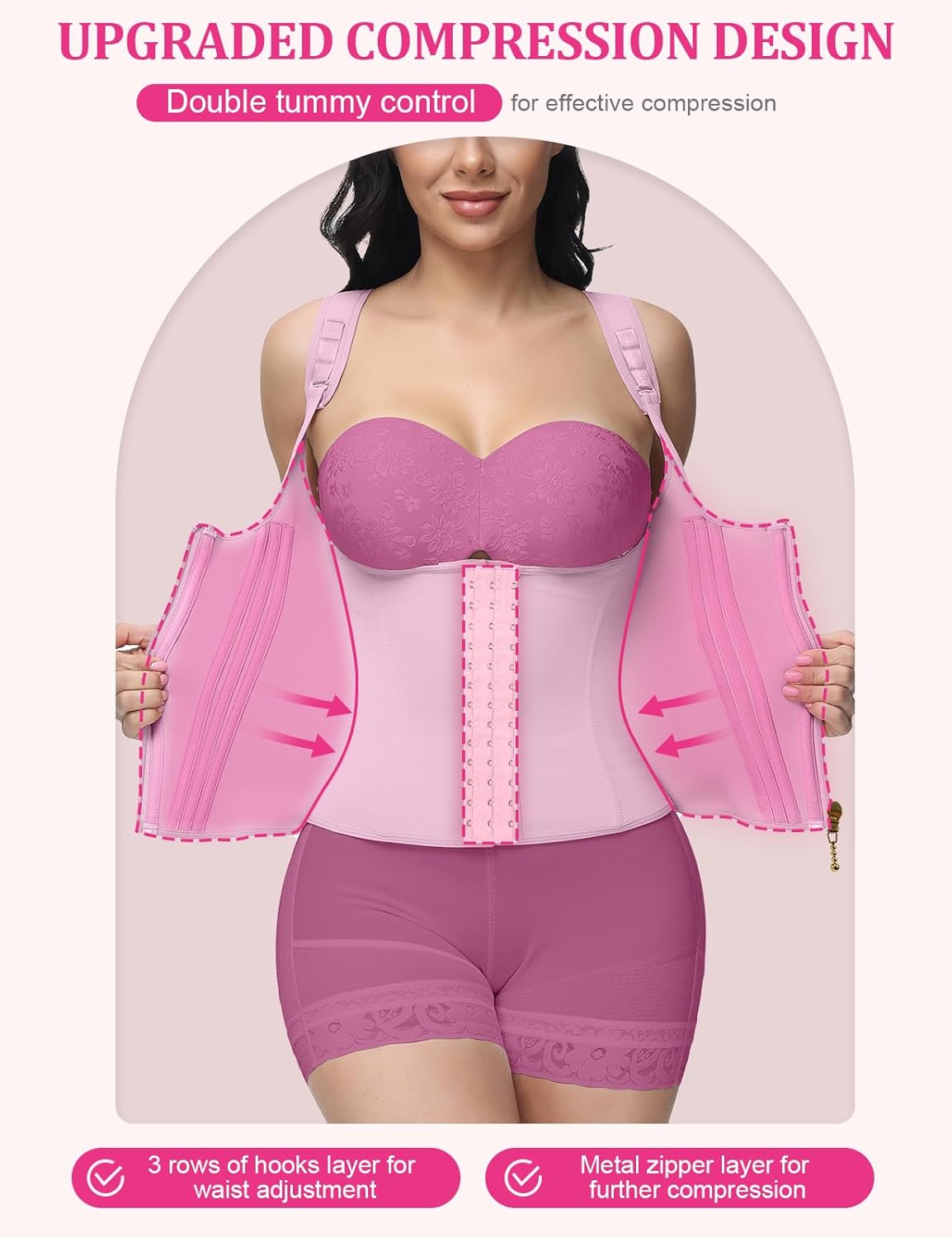 SHAPSHE Waist Trainer for Women, Tummy Control Sports Girdle, Workout Body Shaper with Adjustable Shoulder Strap - Image 2