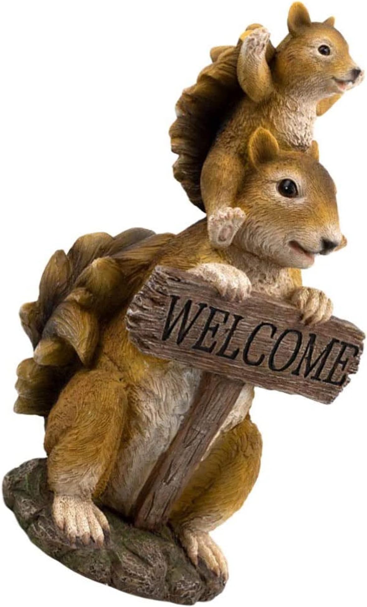 1PCS Resin Garden Figure Squirrel Sculpture Garden Welcome Figure Garden Figure Animal Figures Decoration Figure for Indoor Outdoor Garden Living Room Balcony Terrace Decoration Brown