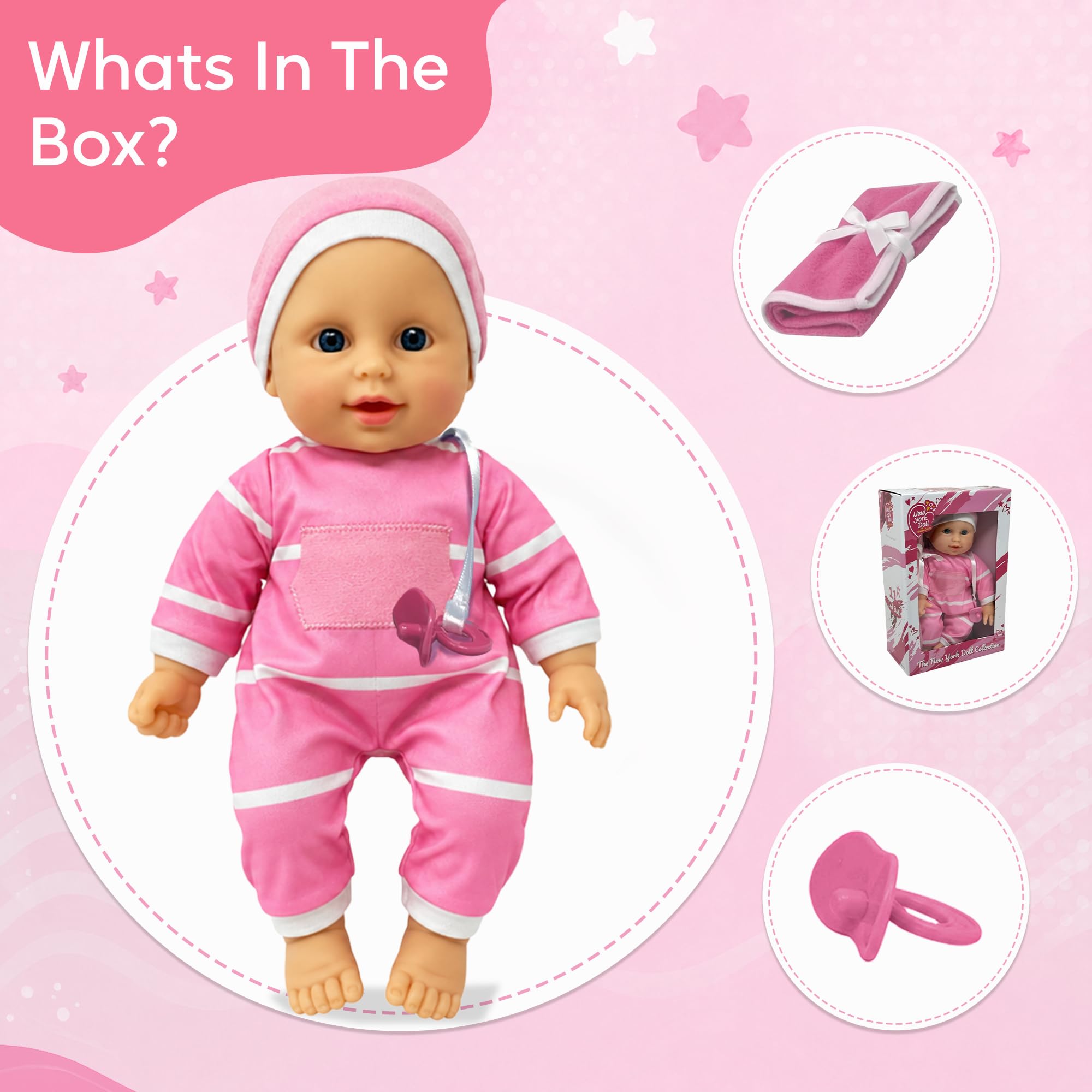 The New York Doll Collection 11 inch Soft Body Baby Doll in Gift Box - 11" Doll Toy for Kids, Boys abd Girls- Baby Doll Pacifier Accessory Included — Amazon image 8