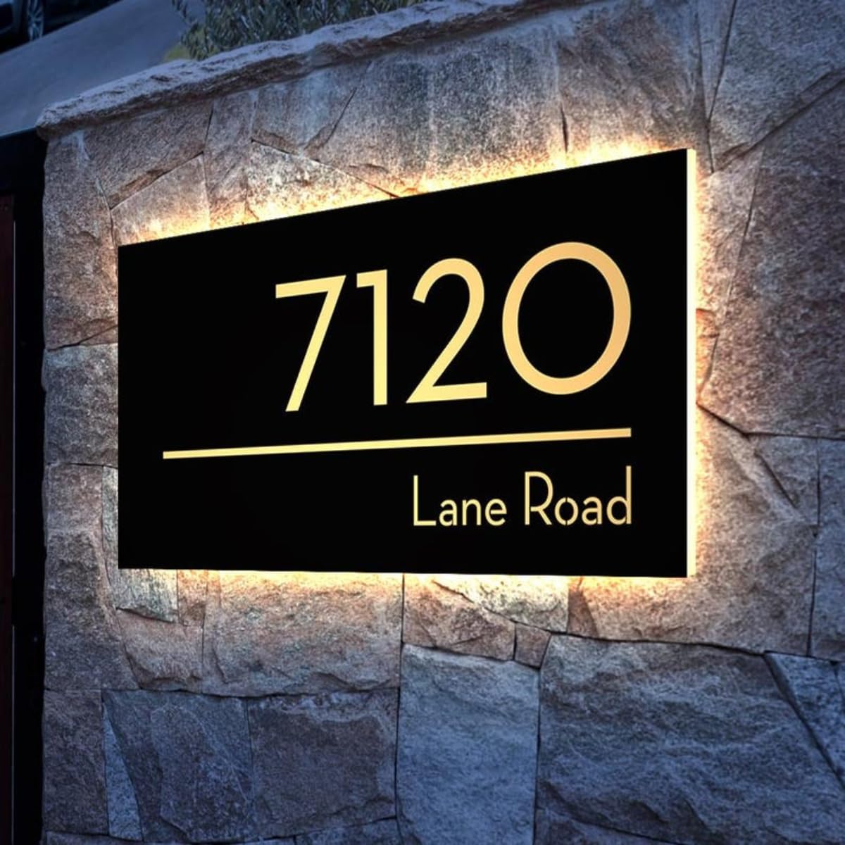 Individuelle LED-Hausnummer, beleuchtetes Hausnummernschild, personalisierbar, mit Hintergrundbeleuchtung, Hausnummernschild (mehrfarbig)