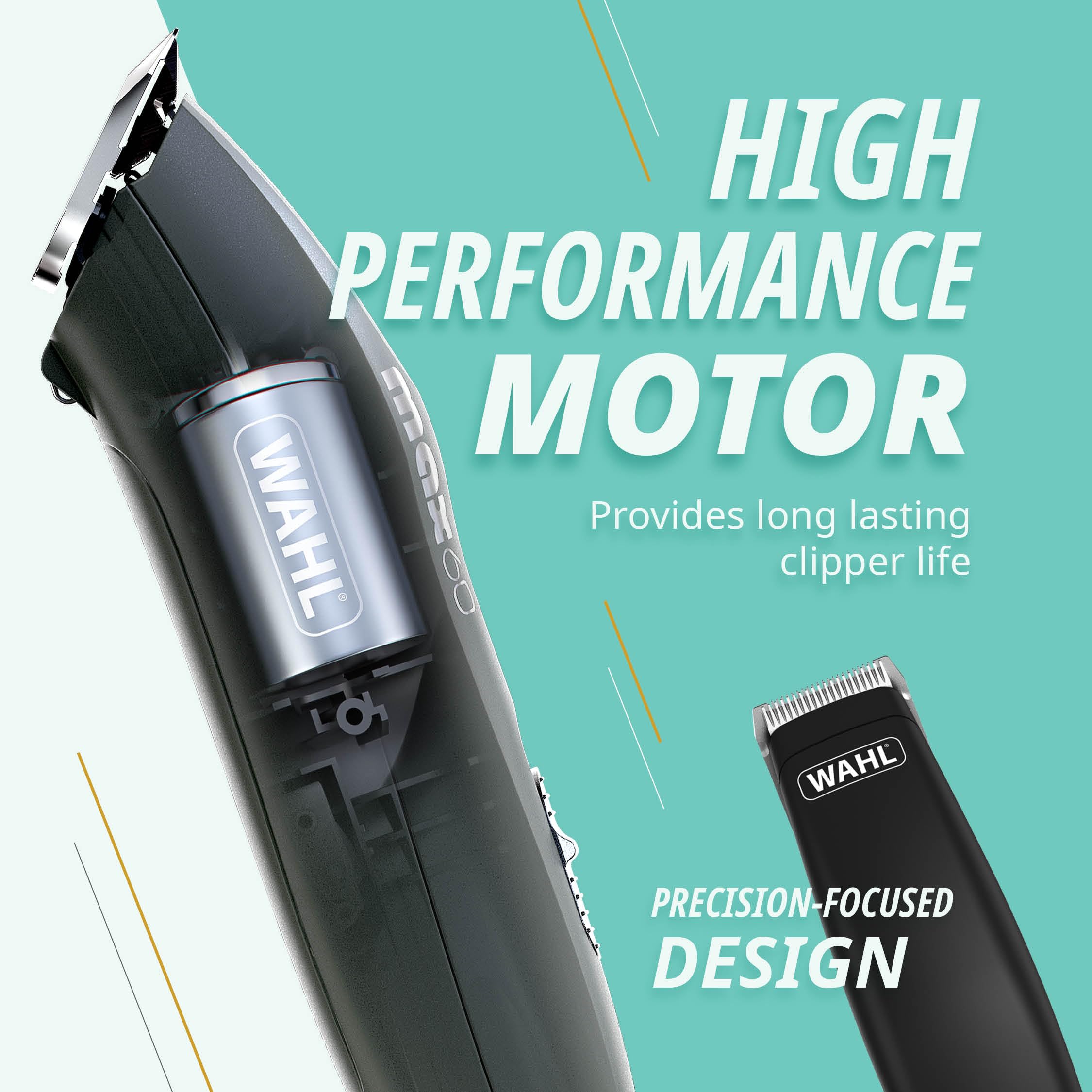 WAHL Animal Clipper Kit Max 60 + Pocket Pro, Tosatrice e trimmer per animali, strumenti per la toelettatura degli animali domestici, tutti i tipi di pelo, basse vibrazioni, leggera, nera