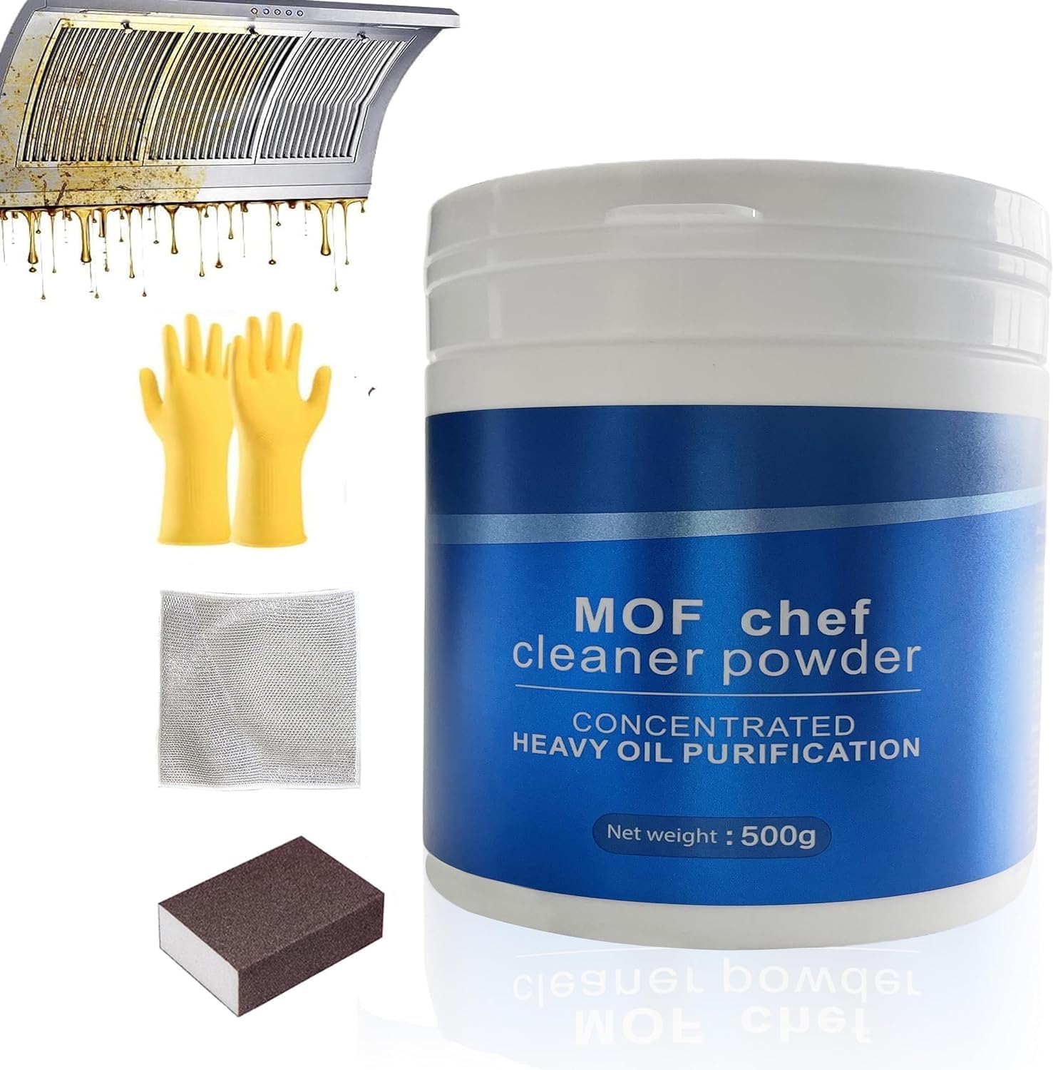 M.O.F-CHEF Kitchen Cleaner, Foam Spray Mof Chef Cleaner Powder, Foam Spray kitchen all-purpose powder cleaner.(500g)
