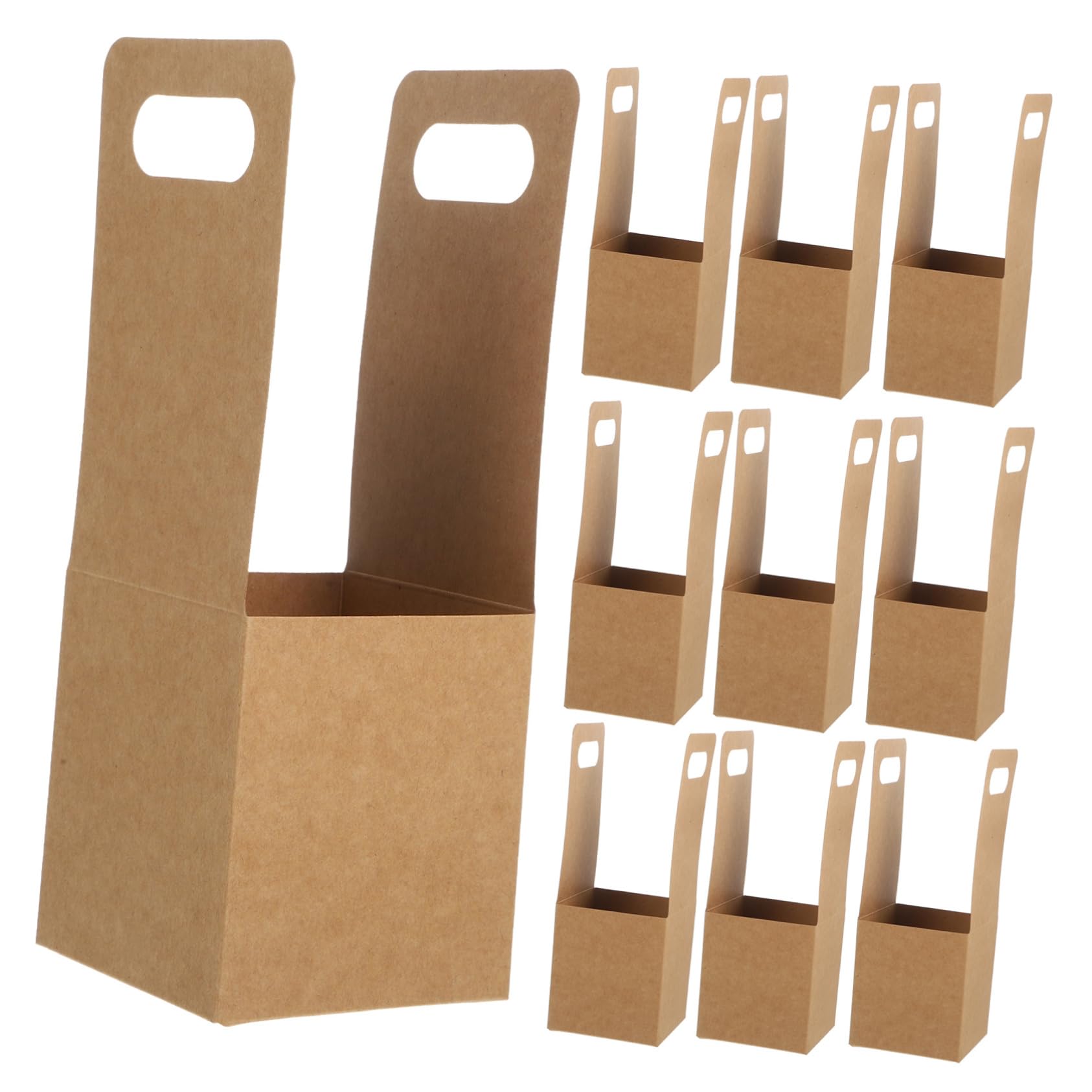 CIYODO 10pcs Drink Carrier with Handle Portable Single Cup Holder for Hot Cold Beverages for Takeaway Bubble Tea and More