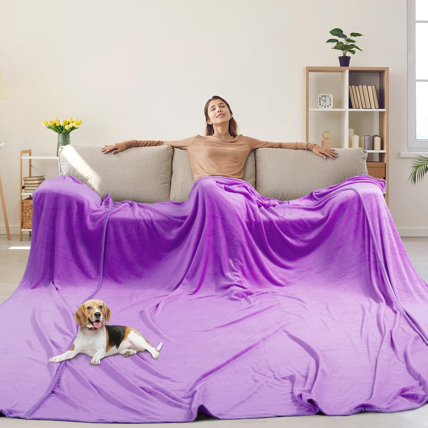 HOMBYS Extra Large 10'x 10' Flannel Throw Blanket, Big Size