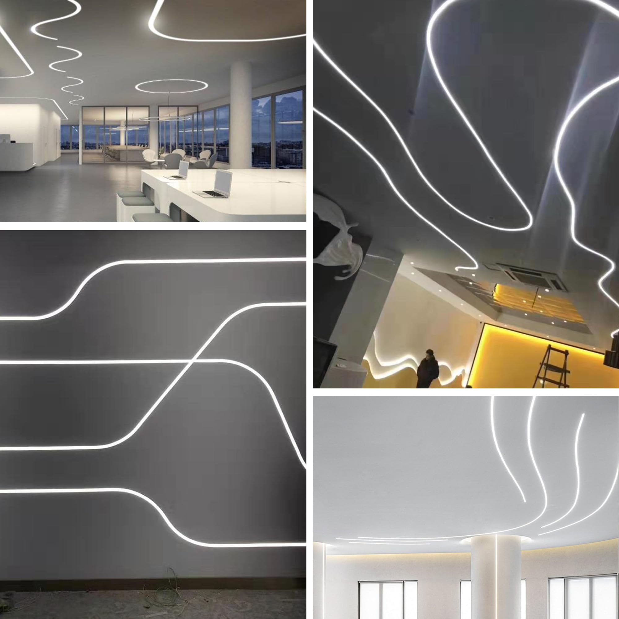 Profilo flessibile per cartongesso, 2 m × 20, in alluminio, per cartongesso, 40 x 12,5 mm, per soffitto e parete, profilo di montaggio per strisce LED fino a 18 mm, linea guida ideale per curve