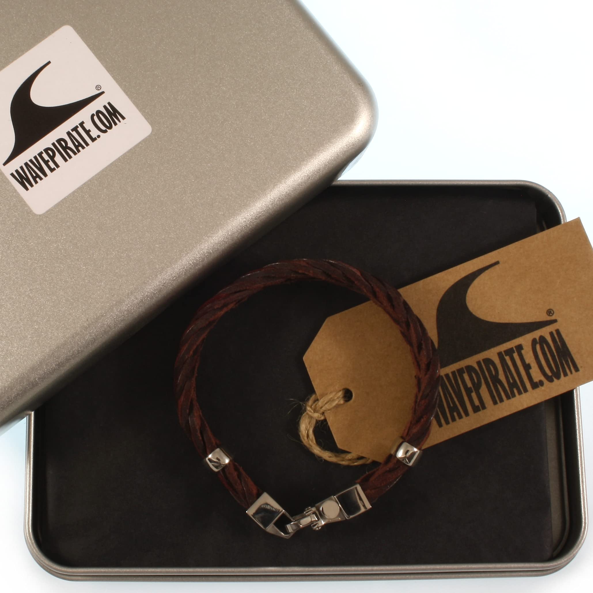 Echt Leder-Armband TURN F15 Braun für Herren und Männer - Mit Magnetverschluss, Edelstahl und Geschenkbox
