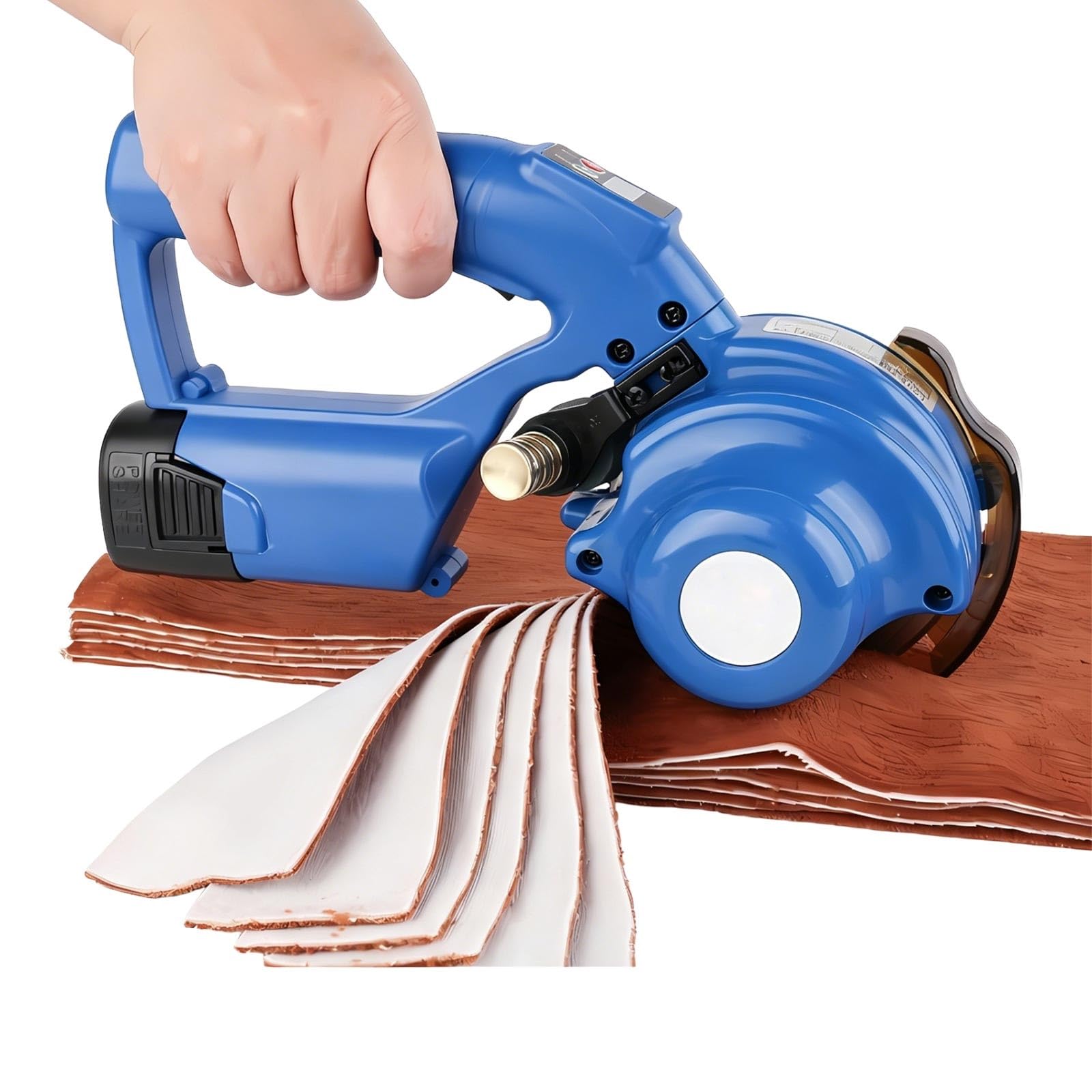 Electric Fabric Cutter Cortadora Tela Recargable Batería Doble 16.8v Cuchilla Autoafilado LED Luz Capacidad Corte 27mm Cuero Textil Alfombra Cartón Tapicería Costura Taller Portátil Ligero