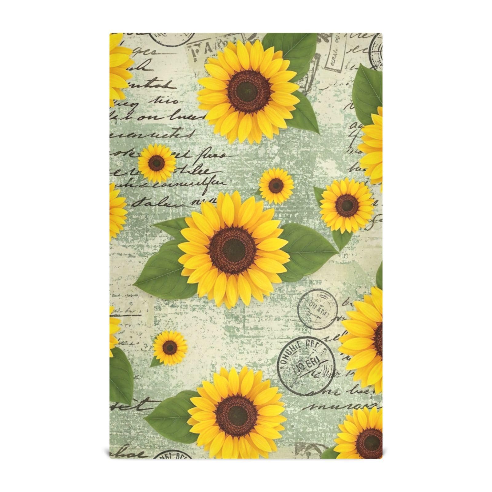Torchon de cuisine vintage GAIREG lot de 6 essuie-mains tournesol 71x45 cm