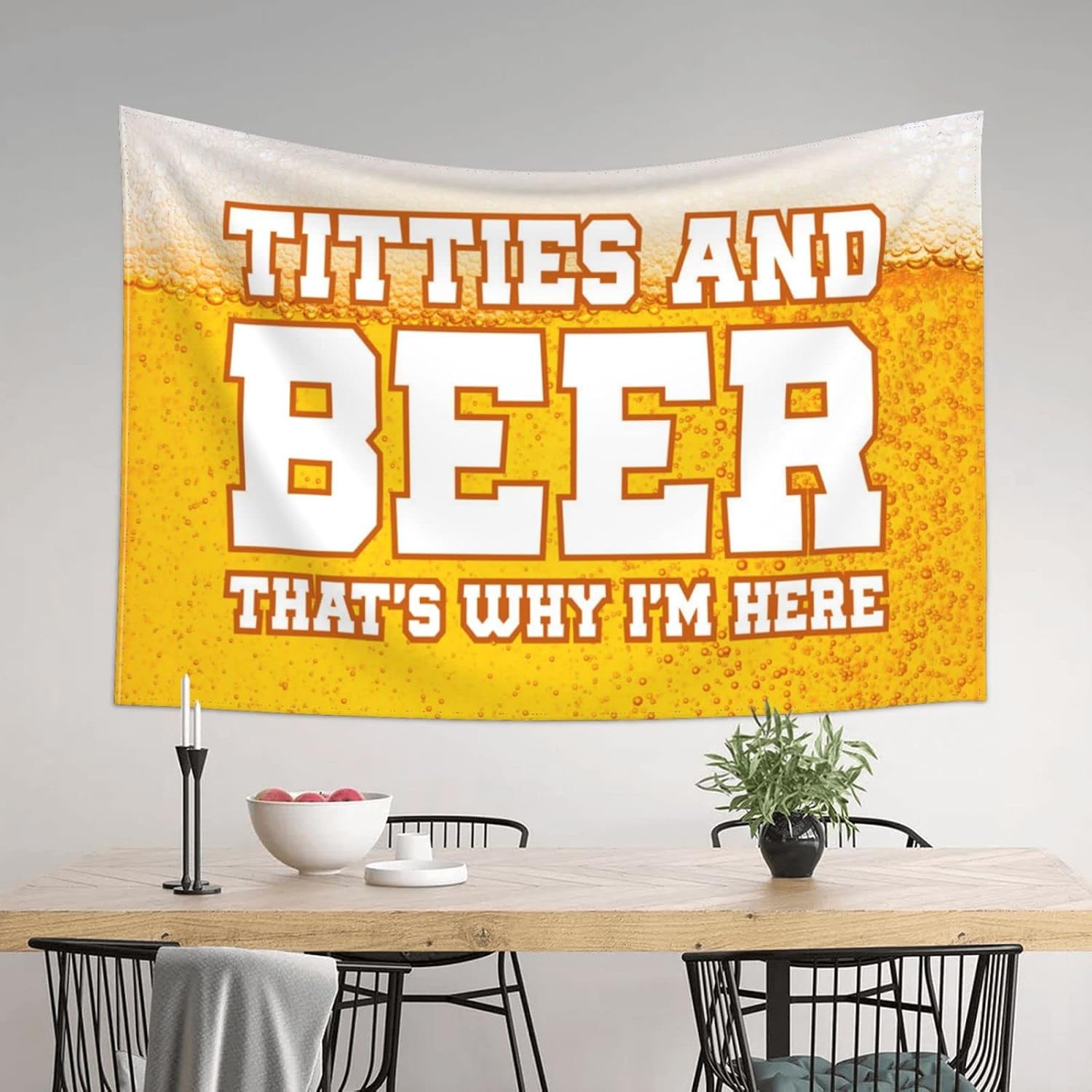 Man Cave Decor And Accessories Titties And Beer That'S Wgt I'M Here Tapestry Funny Home Decor Funny Bedroom Decor(75X100CM)