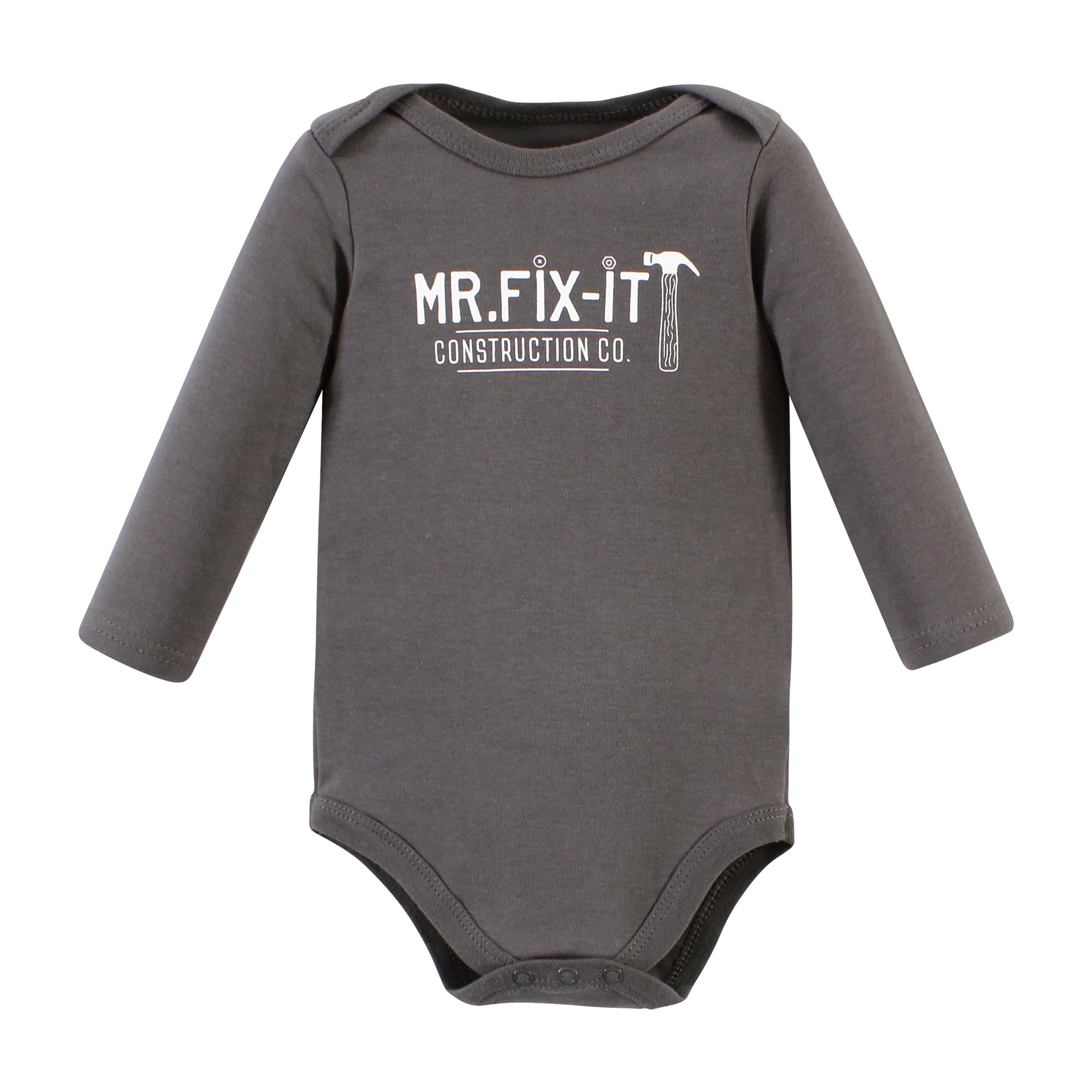 Hudson Baby Unisex Baby Cotton Long-Sleeve Bodysuits, Construction Work 3-Pack, 0-3 Months