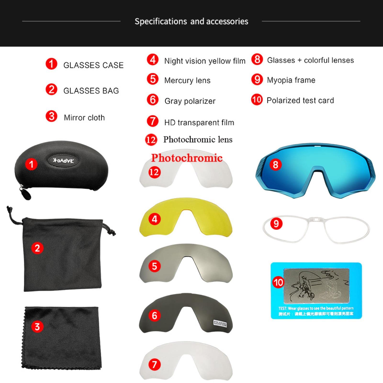 6 Soczewek Fotochromowych Polaryzacyjnych Okulary Rowerowe Męskie Damskie Sportowe Gogle MTB