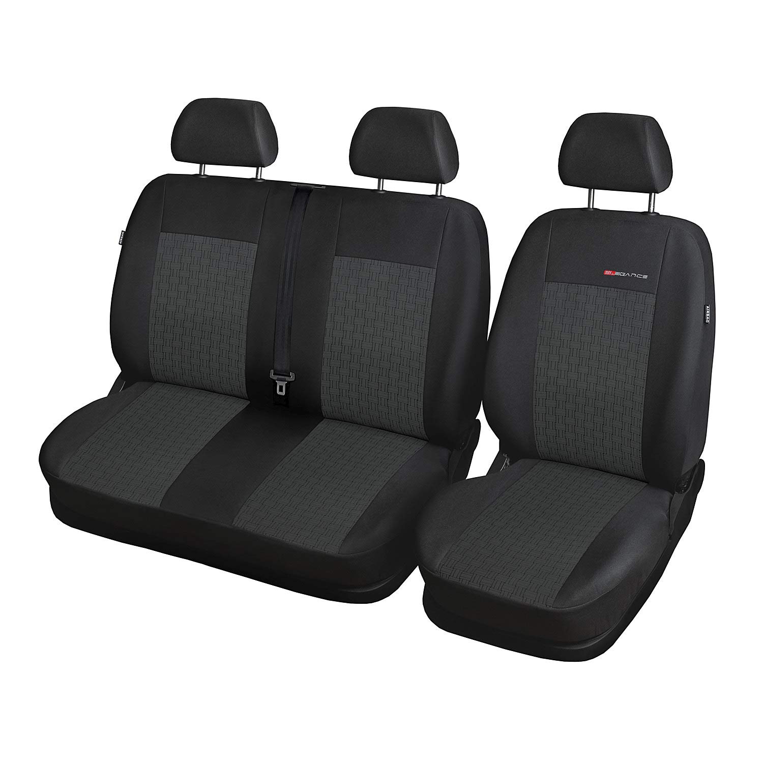 1+2 Gris Poliéster Fundas de Asiento para el Coche Cubiertas de Auto Delantero Accerios Interiores Protector