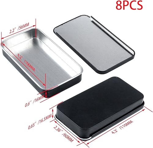 Miniatura 2 de Tighall 8 recipientes de metal con tapa deslizante, caja de lata rectangular, latas de almacenamiento vacías para perfumes, velas de perfume,