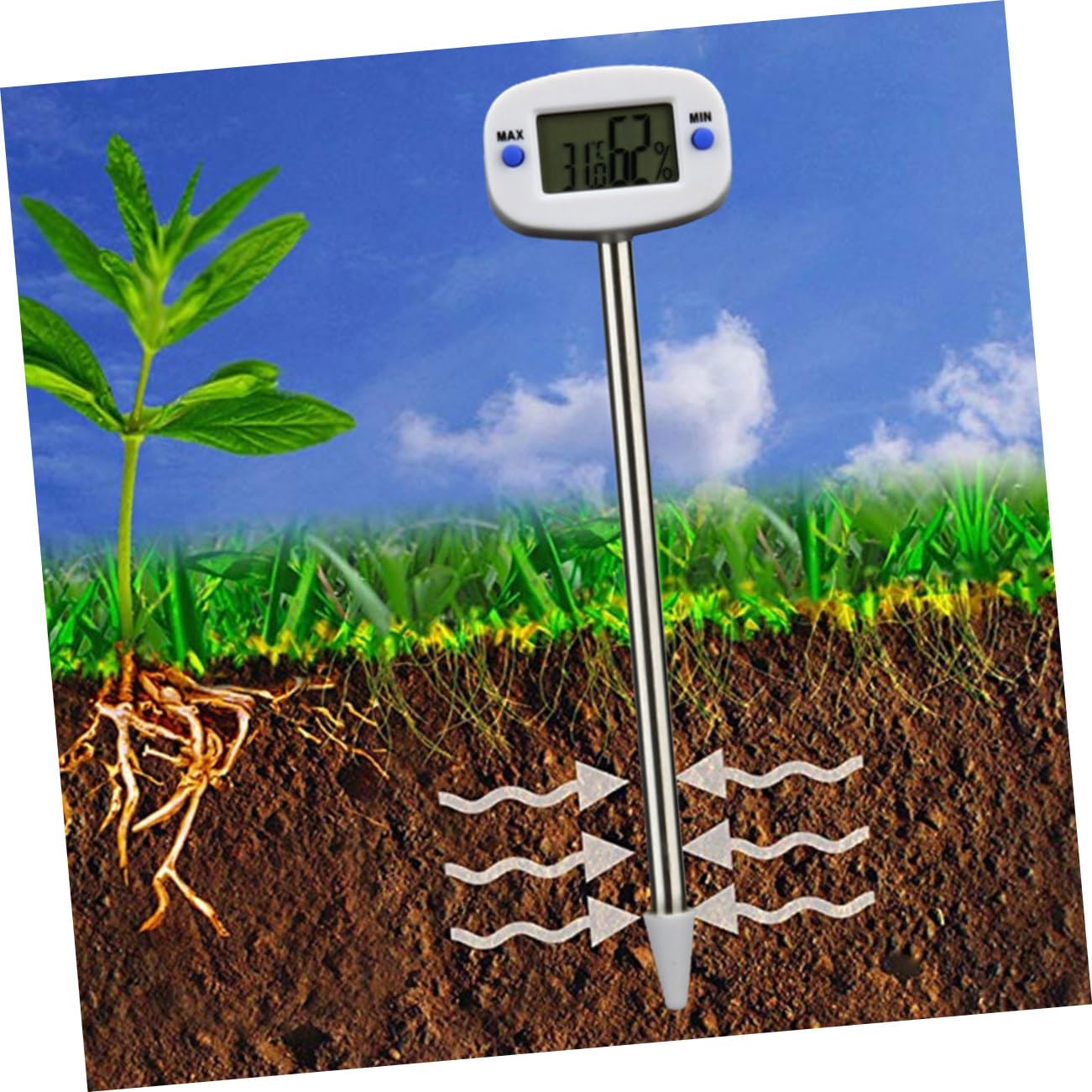 POPETPOP 2pezzi Mini Termometro e Igrometro Per Terreno Tester Di Temperatura e Umidità Per Giardinaggio Strumento Per Controllo Soil Moisture e Soil Testing Per Piante e Orticoltura