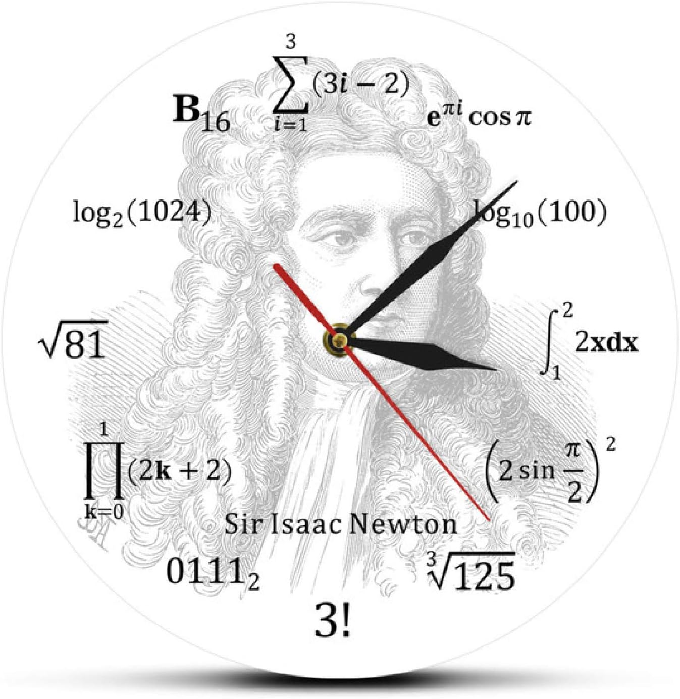 Wall Clock Sir Isaac Newton Famous English Mathematician