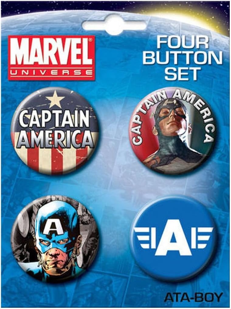 Marvel Comics Captain America 4 Piece Button Set