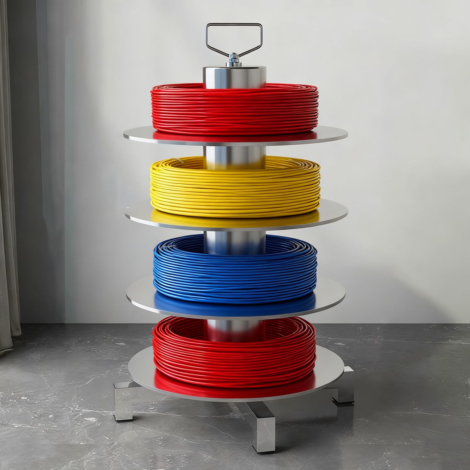 Estante de Carrete de Alambre de Acero de Alta Resistencia Estante Dispensador de Alambre Portátil Carrito de Cables Desenrollador y Dispensador de Alambre Ajustable para Electricistas