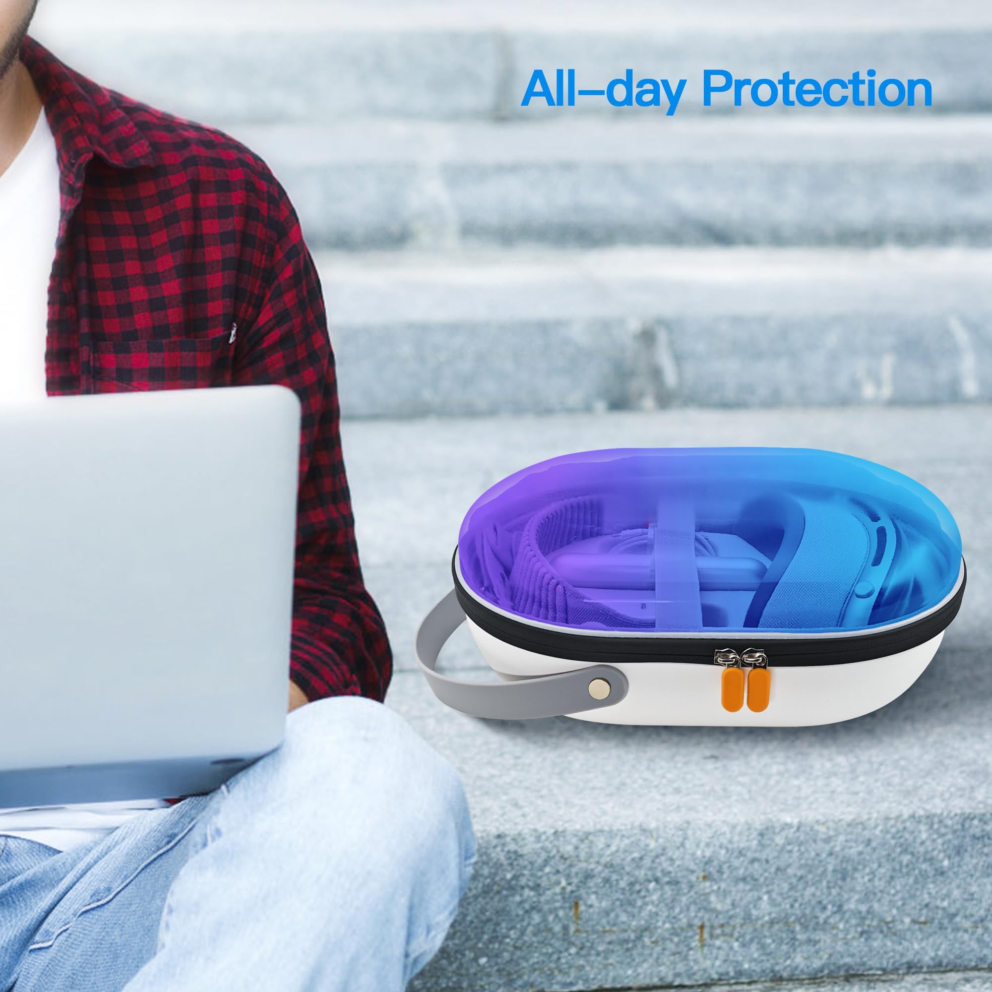 AWINNER Compatibile con custodia Apple Vision Pro, accessori VR con cinturino Elite, design ultra elegante per viaggi (blu)