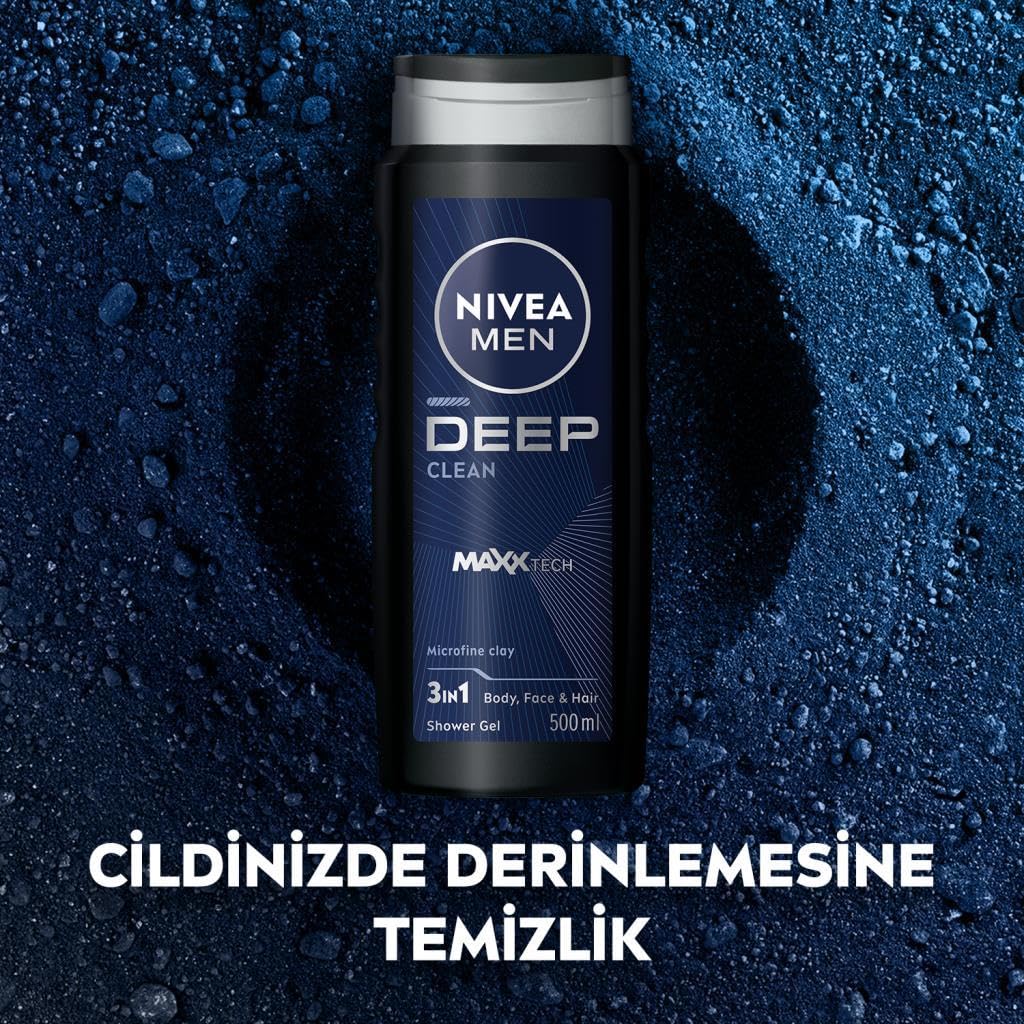 Nivea Men Deep Dimension Duş Jeli 500 ml + Sprey Deodorant 150 ml + Roll-On Deodorant 50 ml