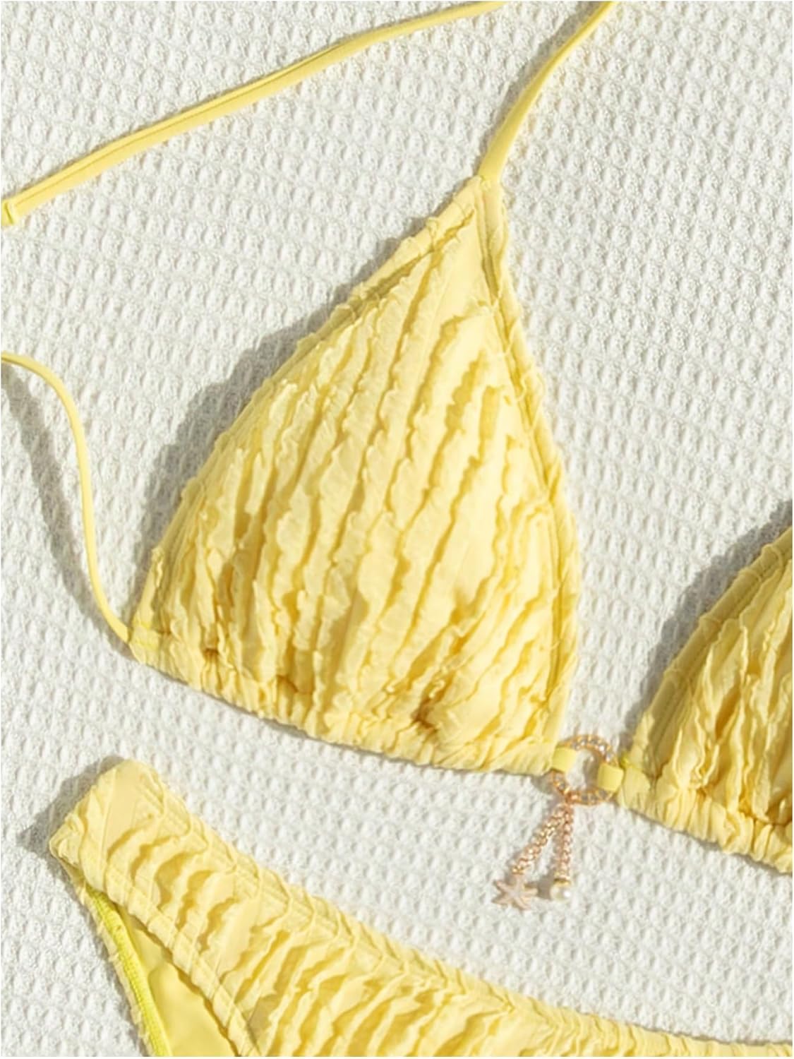 SHENHE Women's Two Piece Bikini Set Tie Back Textured Cheeky Halter Swimsuits Swimwear - Image 4