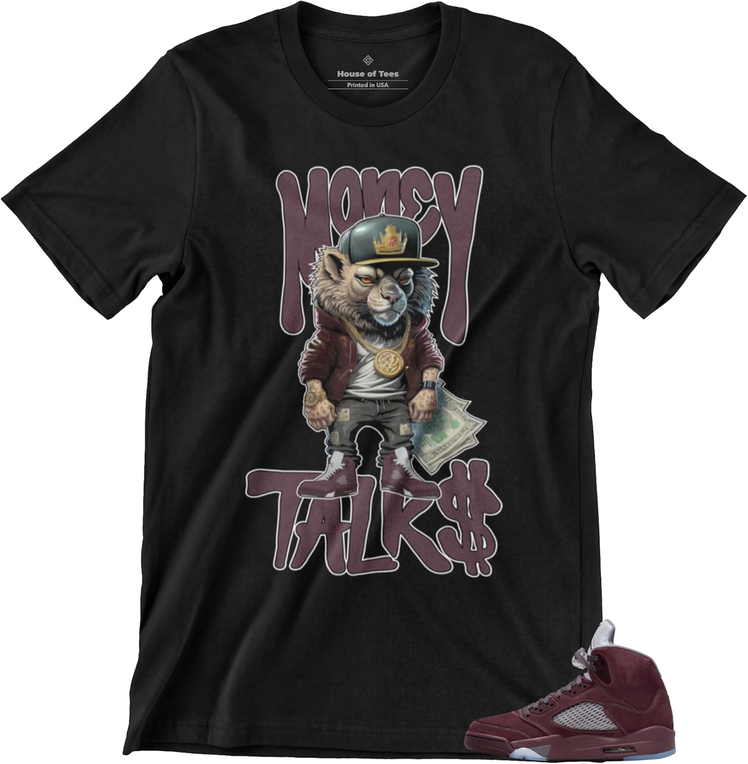 Shirt to Match Jordan 5 Burgundy Men's Graphic Tee, Urban Clothing
