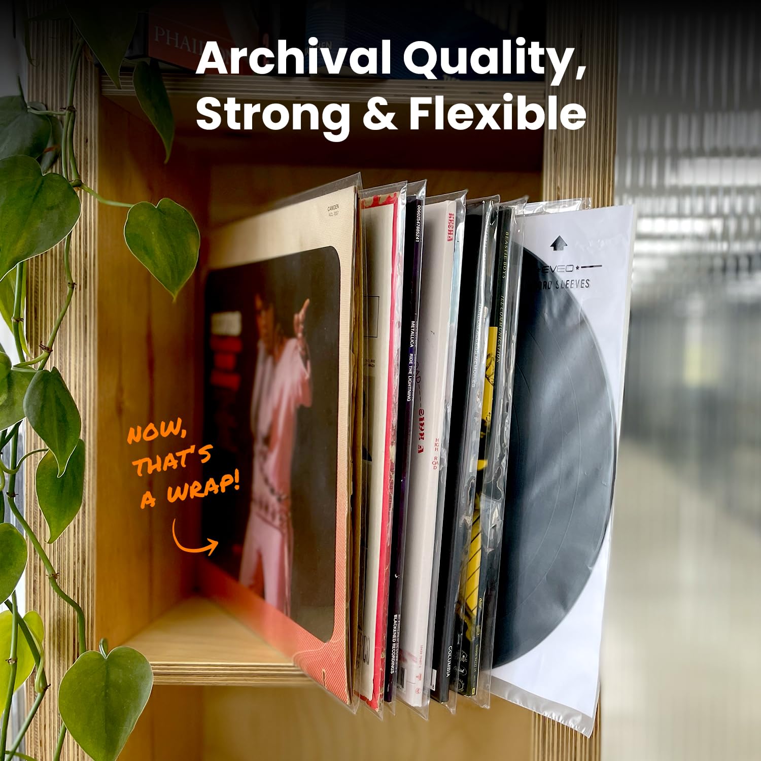 EVEO 50 Vinyl Record Sleeves Outer – Crystal Clear Outer Vinyl Sleeves LP Album Covers 12.75"x12.75" Protective 3 Mil Protection for Single & Double LPs - Archival Quality