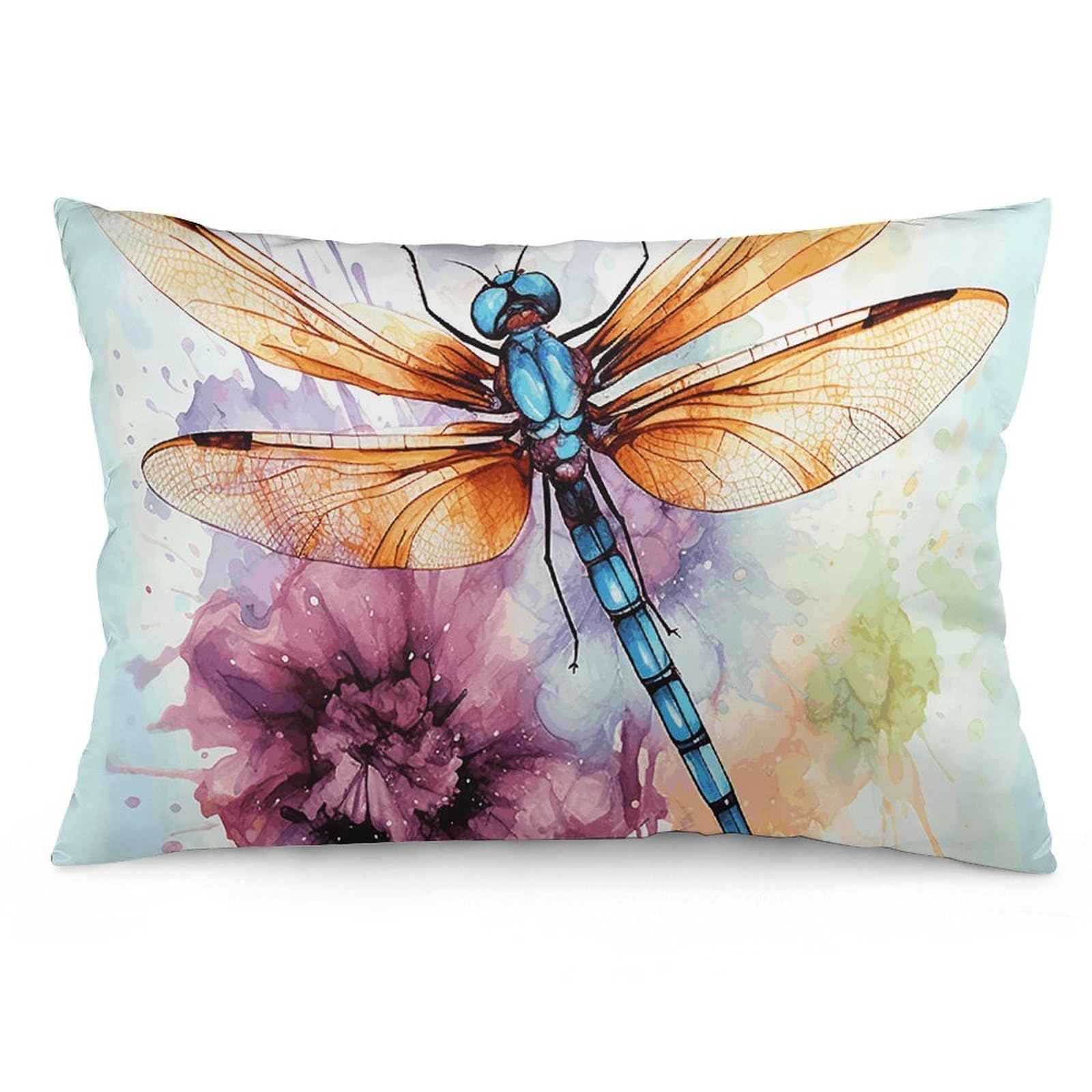 NTVOWPZO 2 Pack Decoration Throw Pillow Covers 12 "x20 Pillowcases Covers Dragonfly Watercolor Painting Pillowcases Modern Farmhouse Home Decor Sofa Cushions Covers for Couch Bed Living Room