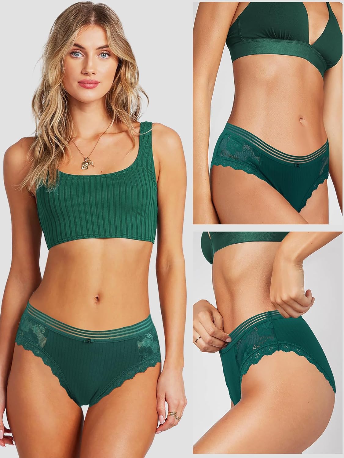 LEVAO Womens Underwear Cotton Bikini Panties Lace Breathable Hipster Panty Stretch Full Briefs Multipacks S-XL - Image 2