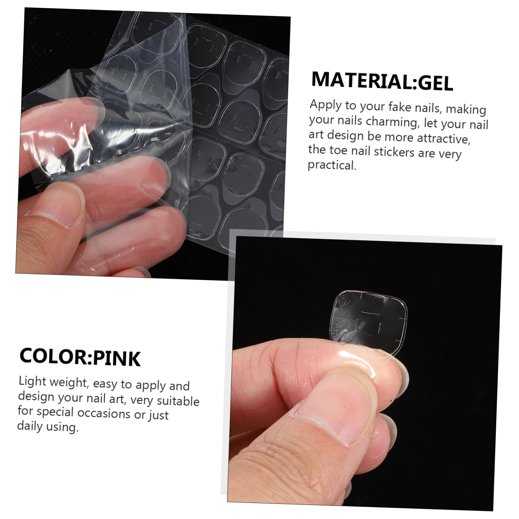 Beaupretty 5 Series Pegatina Consejos Para Pegajoso Clavos Prensa- Adhesivo De Uñas De Pegamento De Doble Cara Falso Uña Del Pie Falsa Uñas Postizas Pegamento De Gelatina Rosa 50 Hojas*5