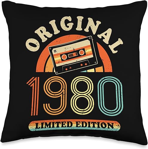 Retro Limited Edition 1980 Cassette Tape 44th Birthday Throw Pillow