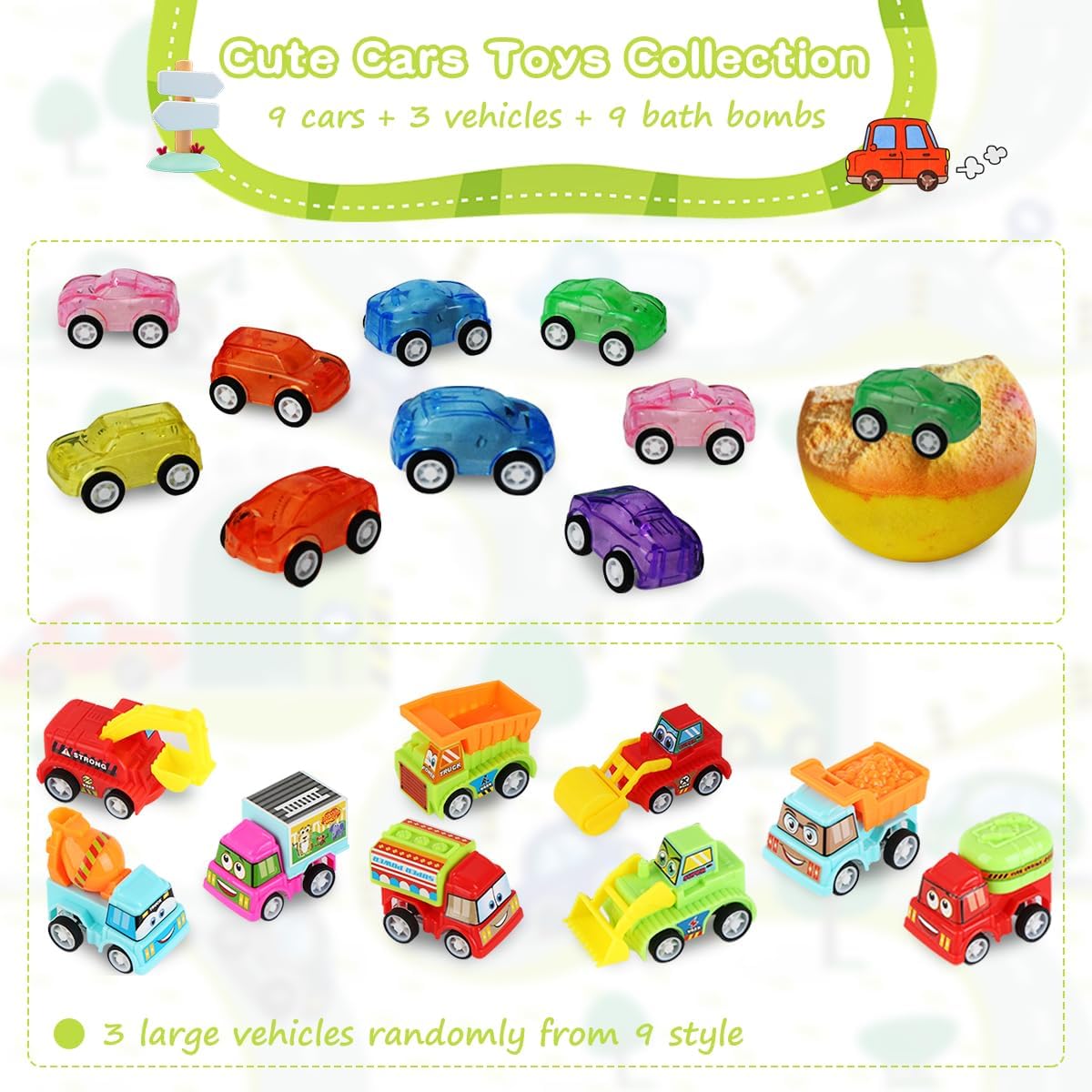 Bath Bombs for Kids with Car Toys Inside, Surprise Gift for Boys Girls