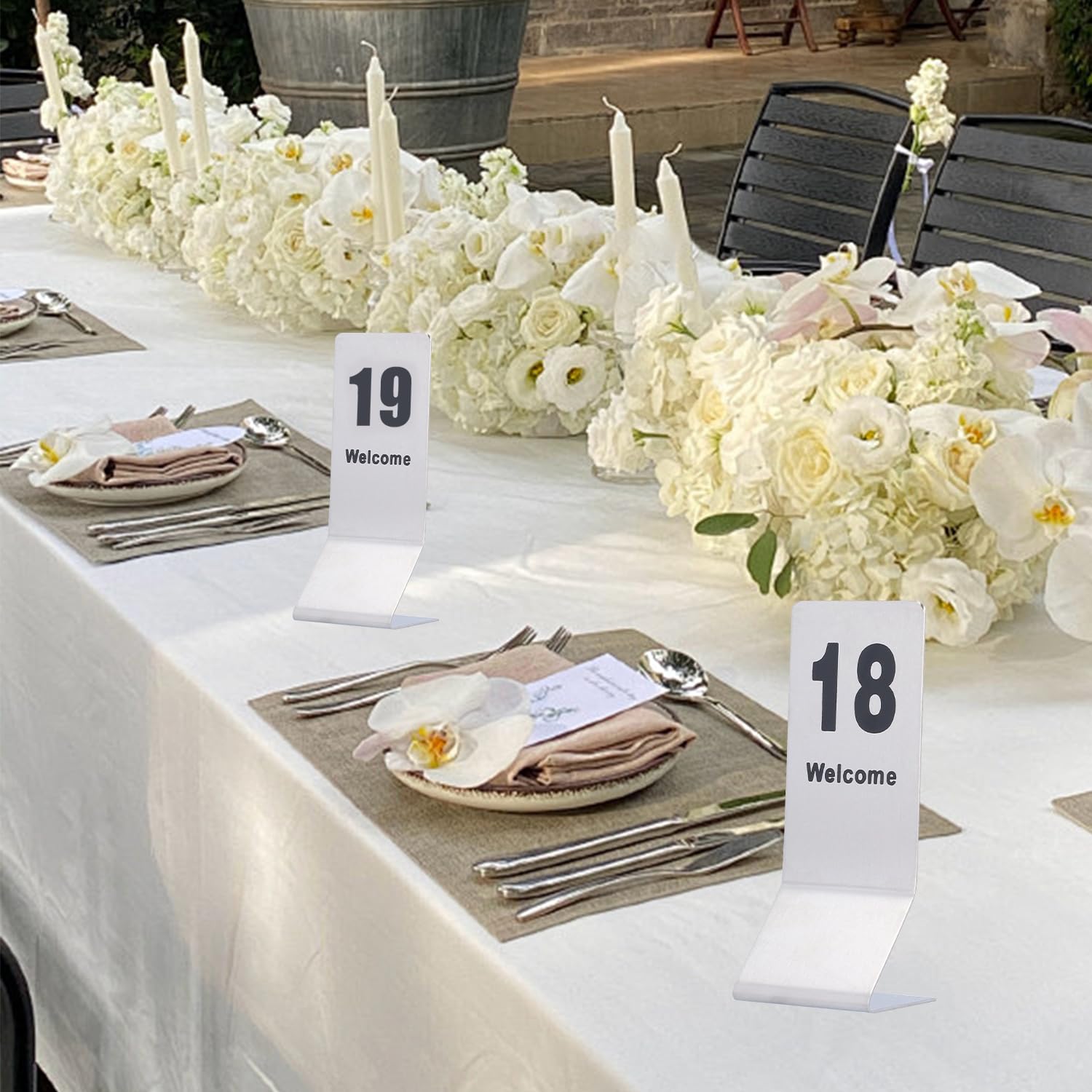 10 Pezzi Numeri Carte da Tavolo in Acciaio Inossidabile, 11-20 Doppio Lato Numeri Tabella Numeri da Tavolo Ristorante Biglietto per Matrimoni per Eventi, Banchetti, Servizio di Ristorazione(11-20)
