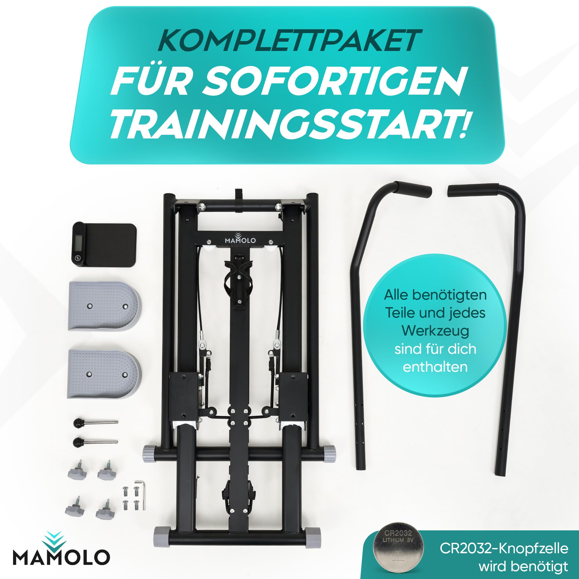 Stepper für Zuhause mit Haltegriff [Höhenverstellbar] 3 Fitness Widerstandsstufen Stairmaster mit Getränkehalter, Handyablage