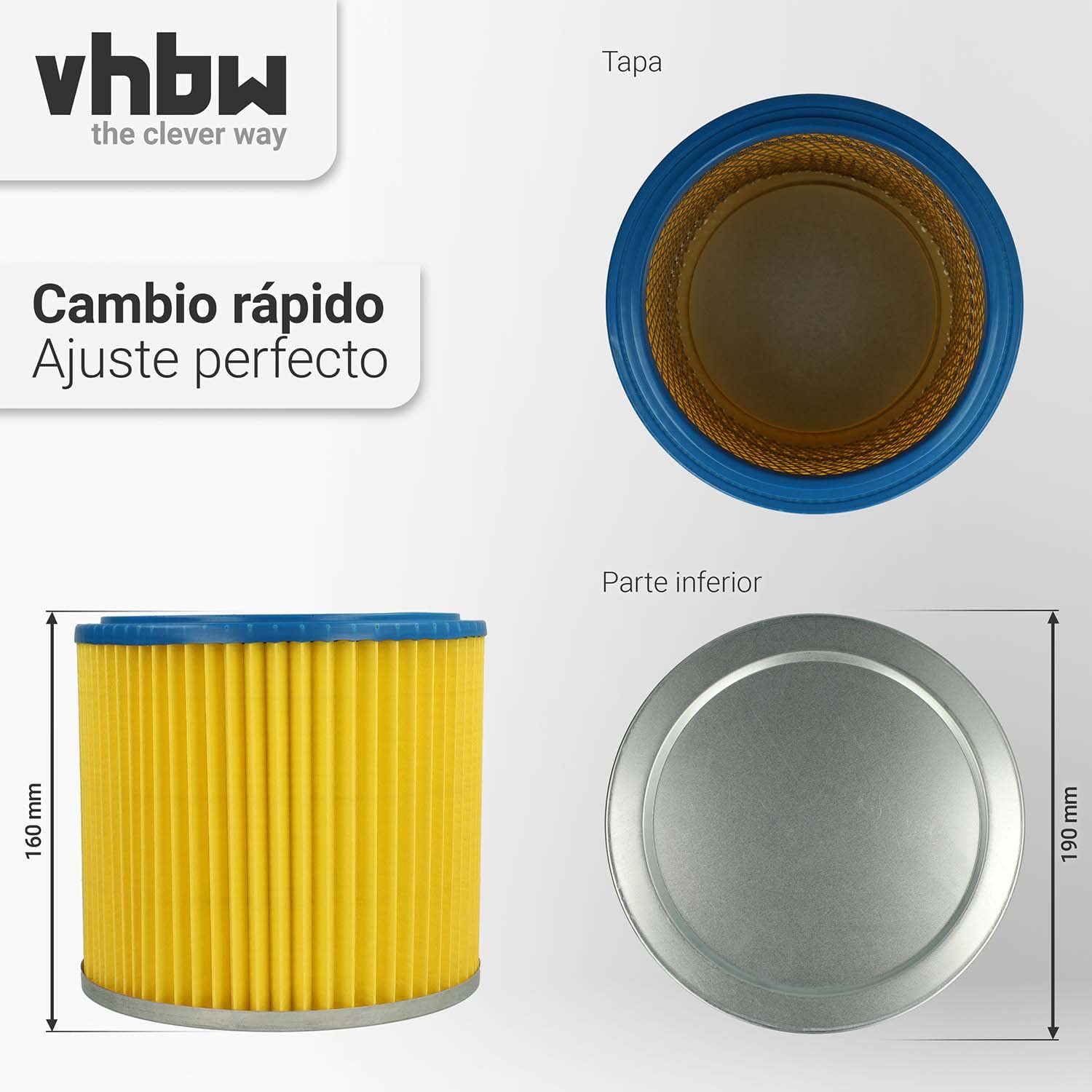 vhbw 3x Filtro plisado compatible con Shop-Vac Super 760