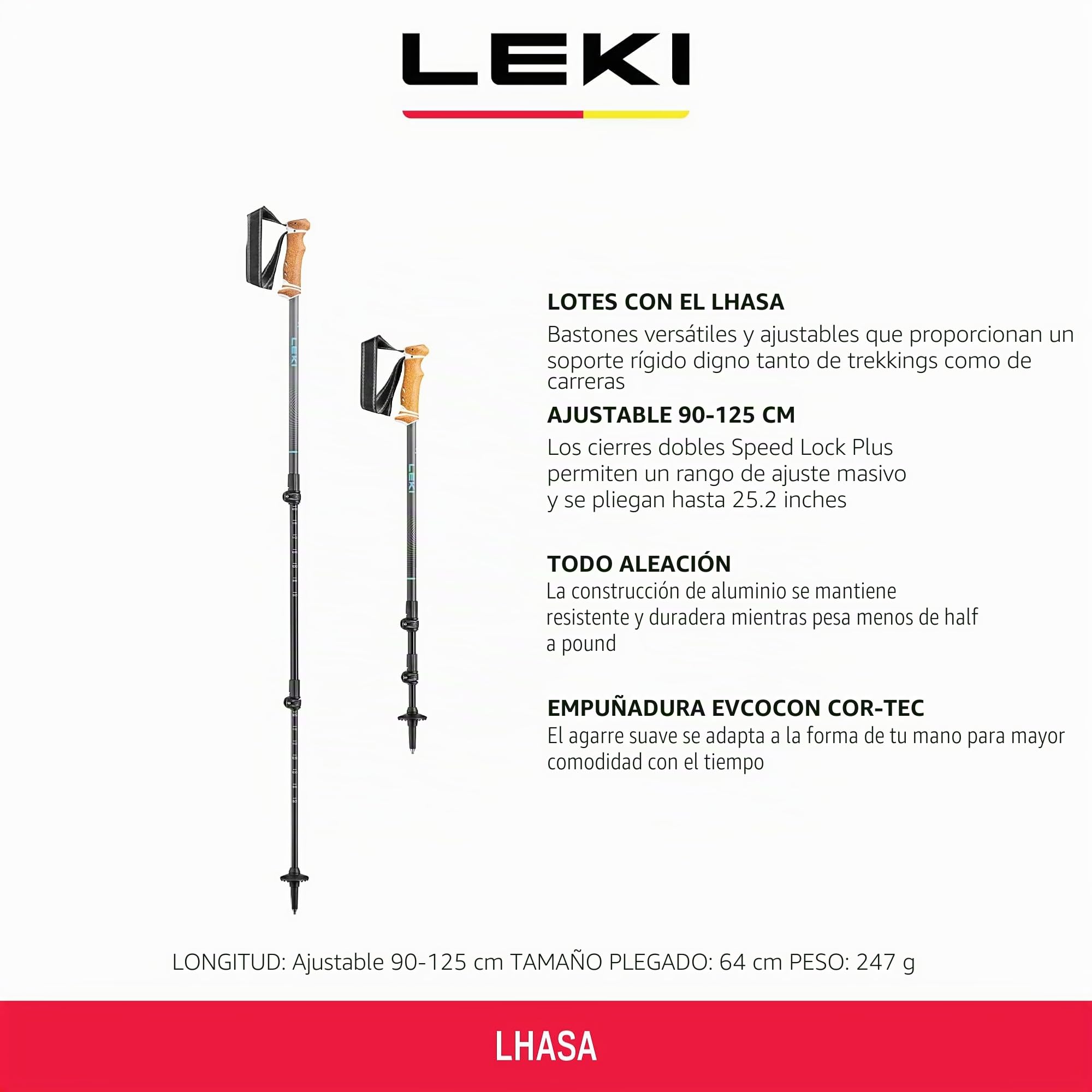 Leki Lhasa - Bastones de Senderismo para Mujer, Color Menta/Antracita Oscuro/Blanco