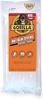 Gorilla Hot Glue Sticks, Clear, Full Size, 8" x 0.43", 20 Count | Safe for All Temperatures, Extended Working Time, Weather Resistant Formula, Ideal for Fabric and Crafts
