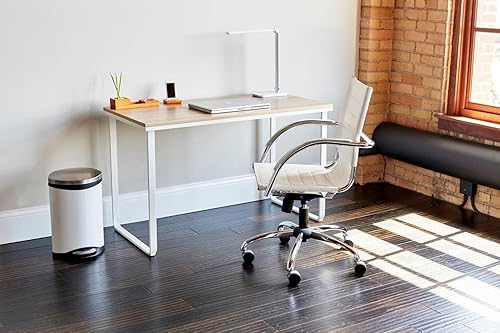 Miniatura 5 de Safco Productos Escritorio de mesa de diseño simple con base de trineo, patas blancas con tapa de haya (1943BHWH)